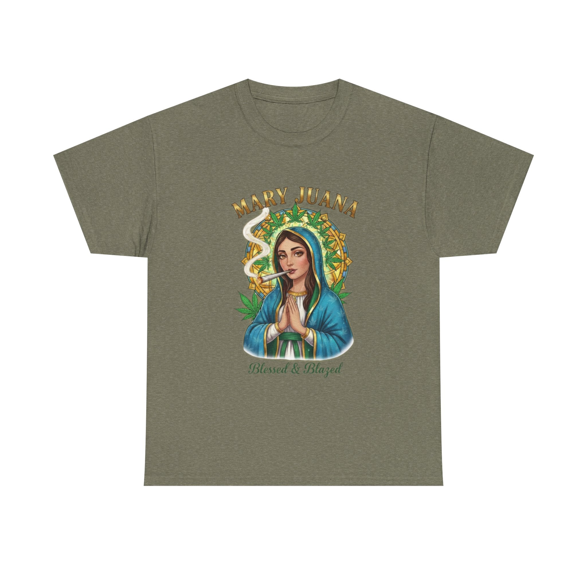 Mary Juana Virgin Mary Illustration T-Shirt | 420 Devotional Tee
