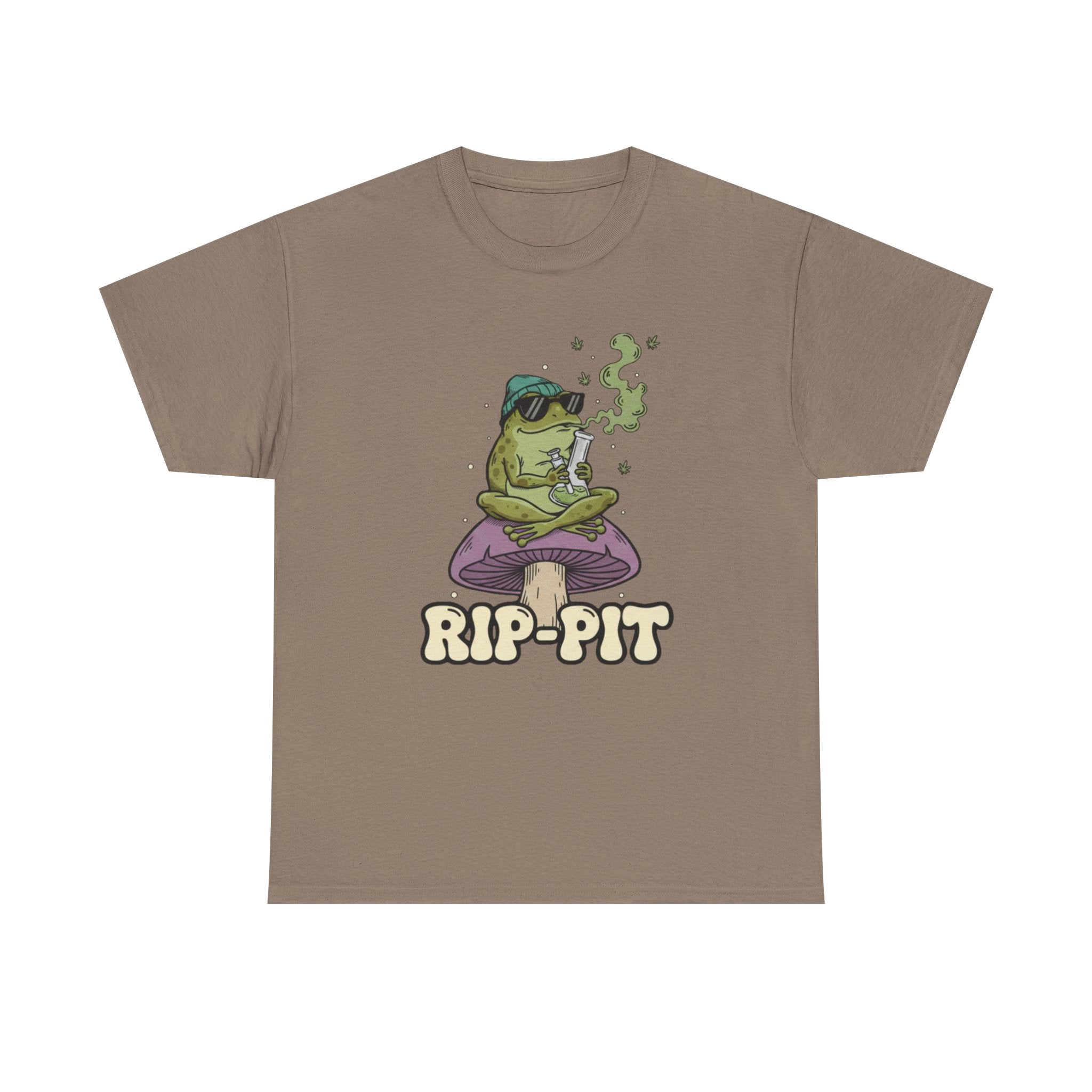 RIP-PIT Frog Smoking Pipe Tee | Chill Cartoon Graphic T-Shirt