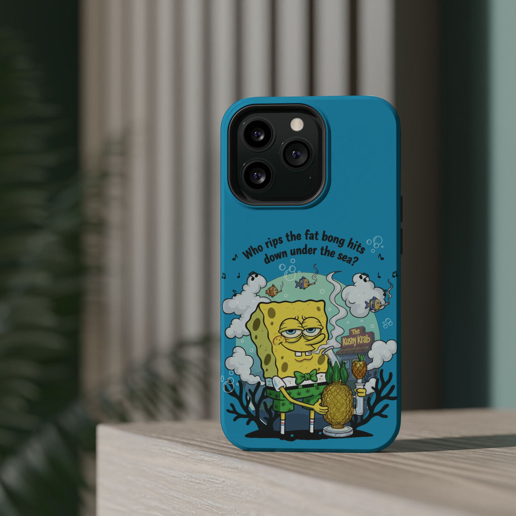 Cartoon Sponge Character with Surfboard & Beach Bong Art- Magnetic Impact-Resistant Phone Case for iPhone & Android