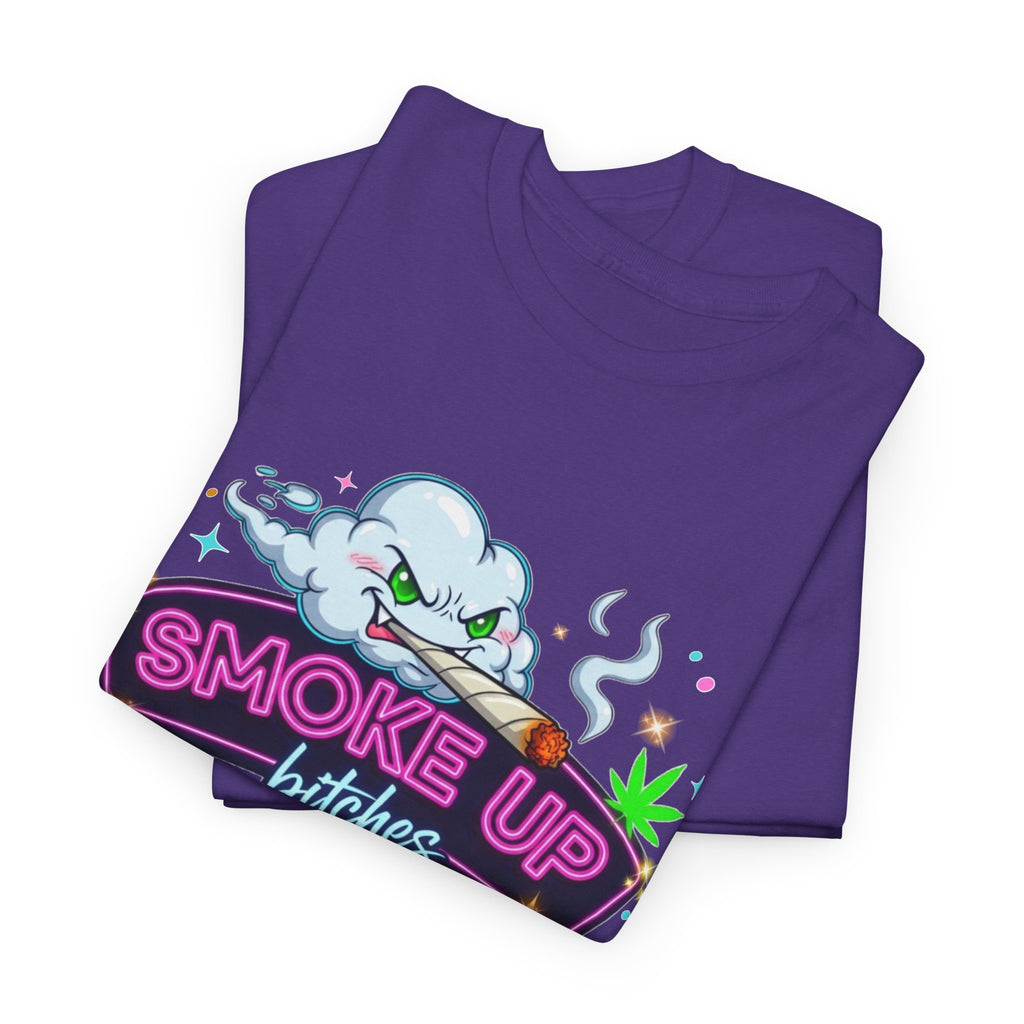 Smoke Up Bitches Retro Neon Cannabis Tee