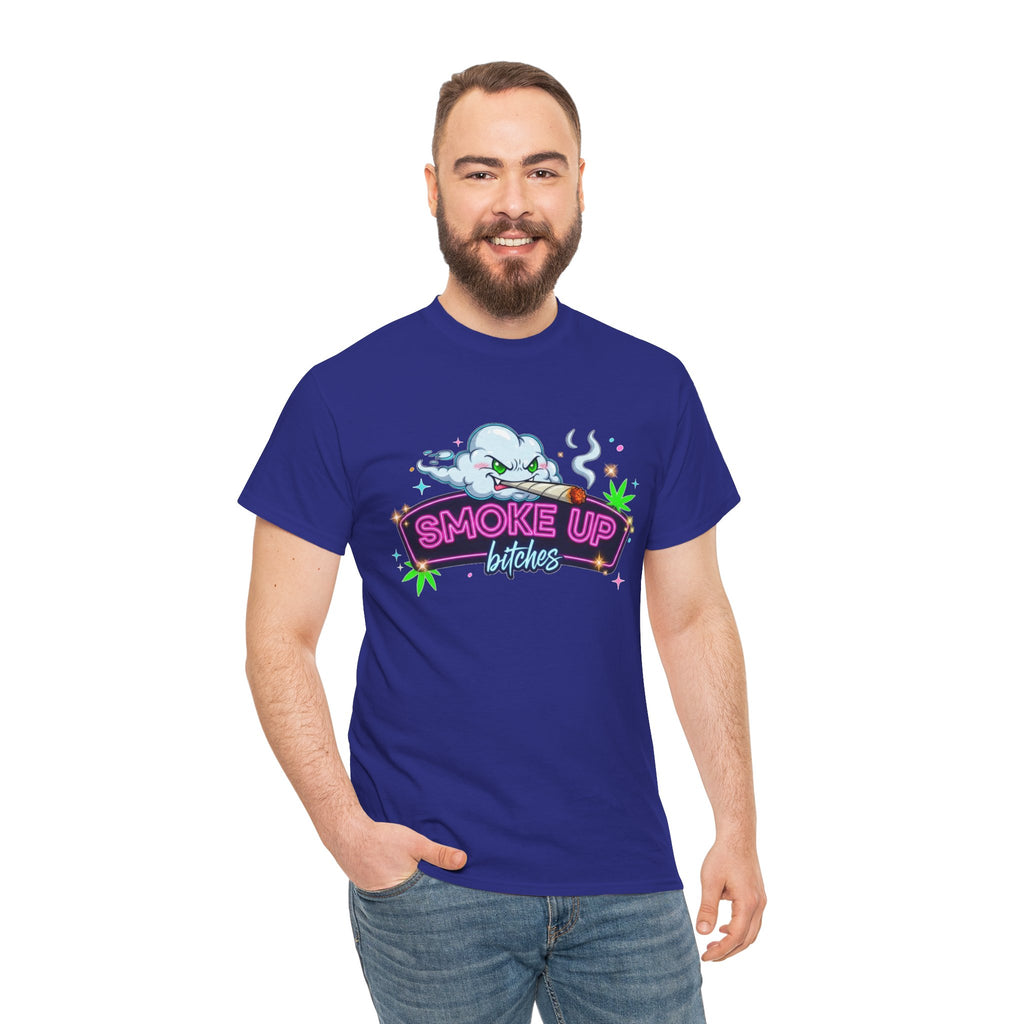Smoke Up Bitches Retro Neon Cannabis Tee