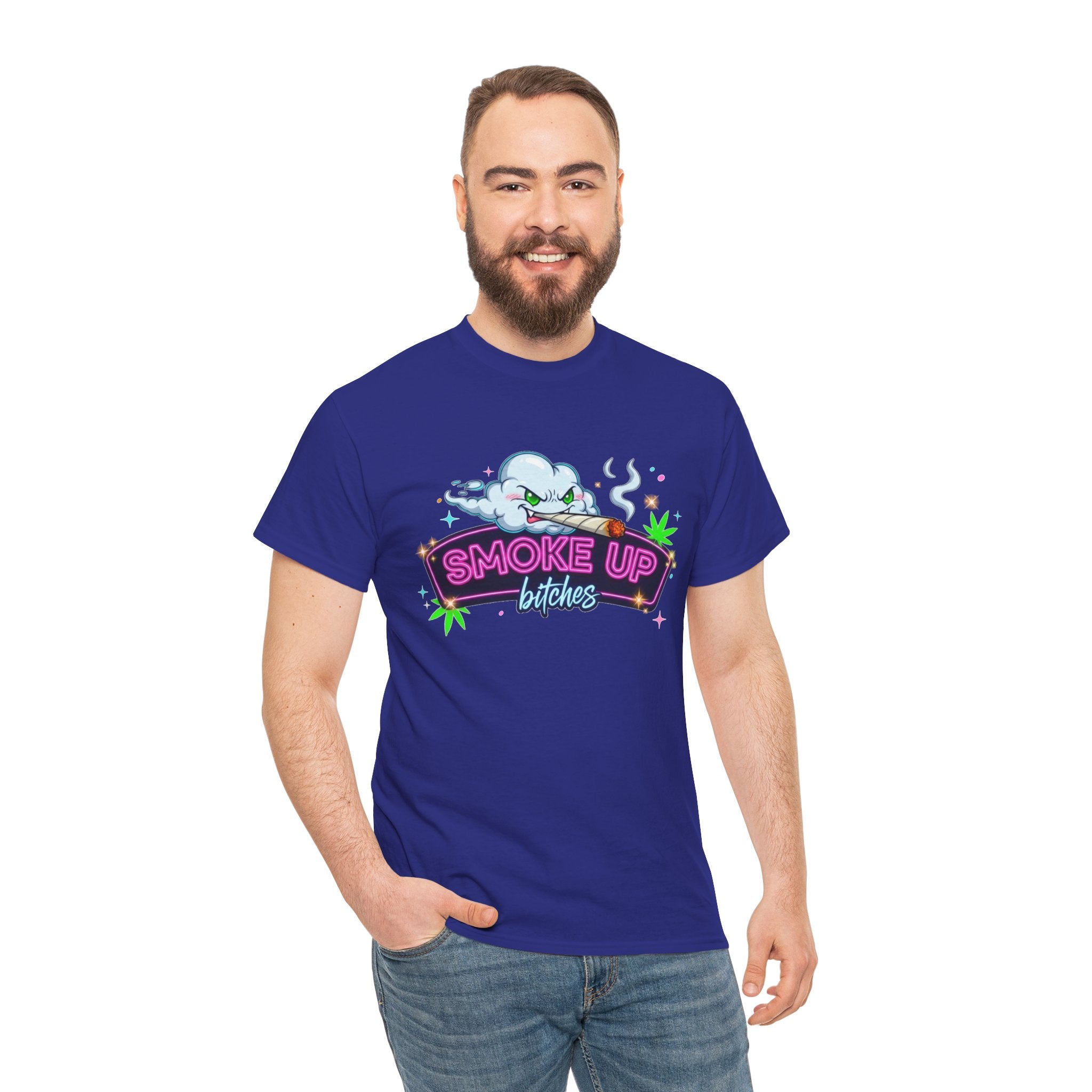 Smoke Up Bitches Retro Neon Cannabis Tee