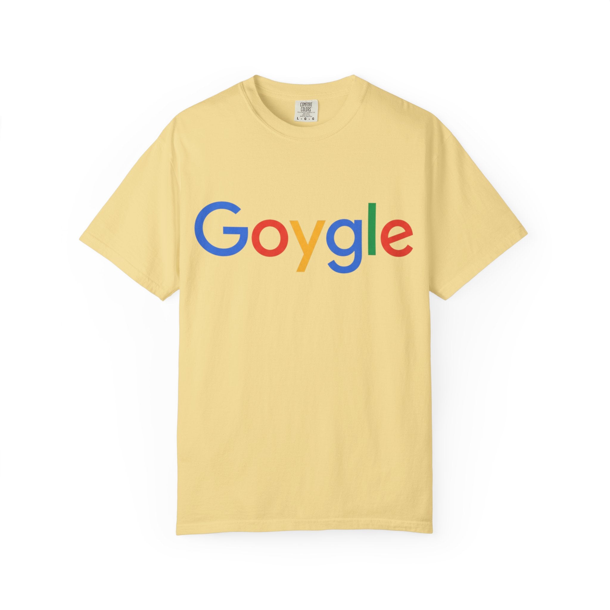 Goygle logo parody T-shirt | Logo parody tee, yellow graphic shirt