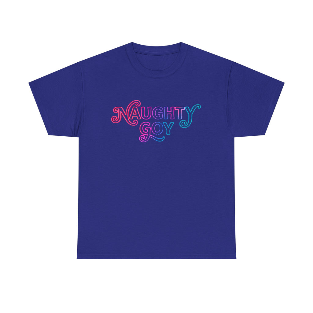 Naughty Goy Retro Script T-Shirt — Funny Goyim Vintage Typography Tee