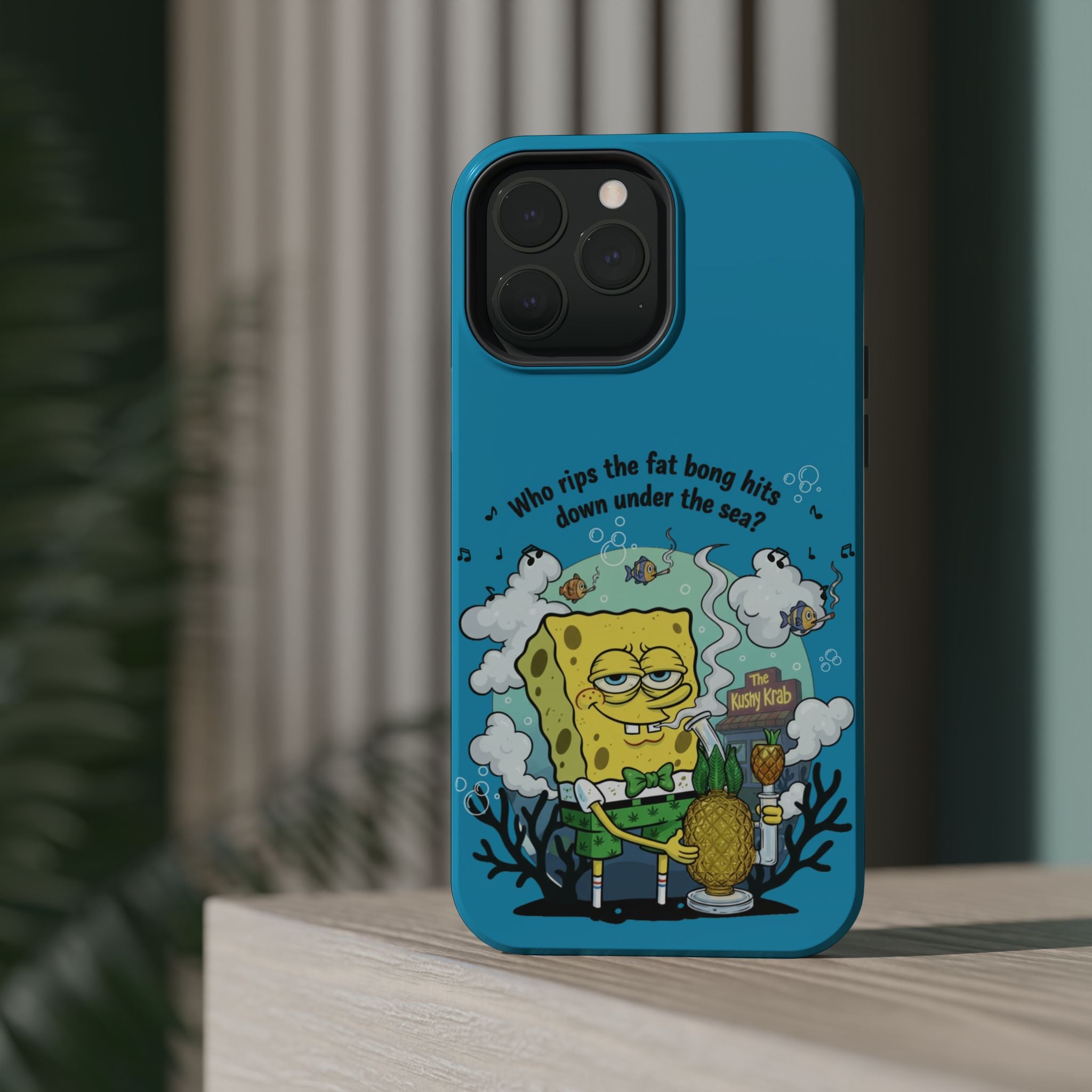 Cartoon Sponge Character with Surfboard & Beach Bong Art- Magnetic Impact-Resistant Phone Case for iPhone & Android