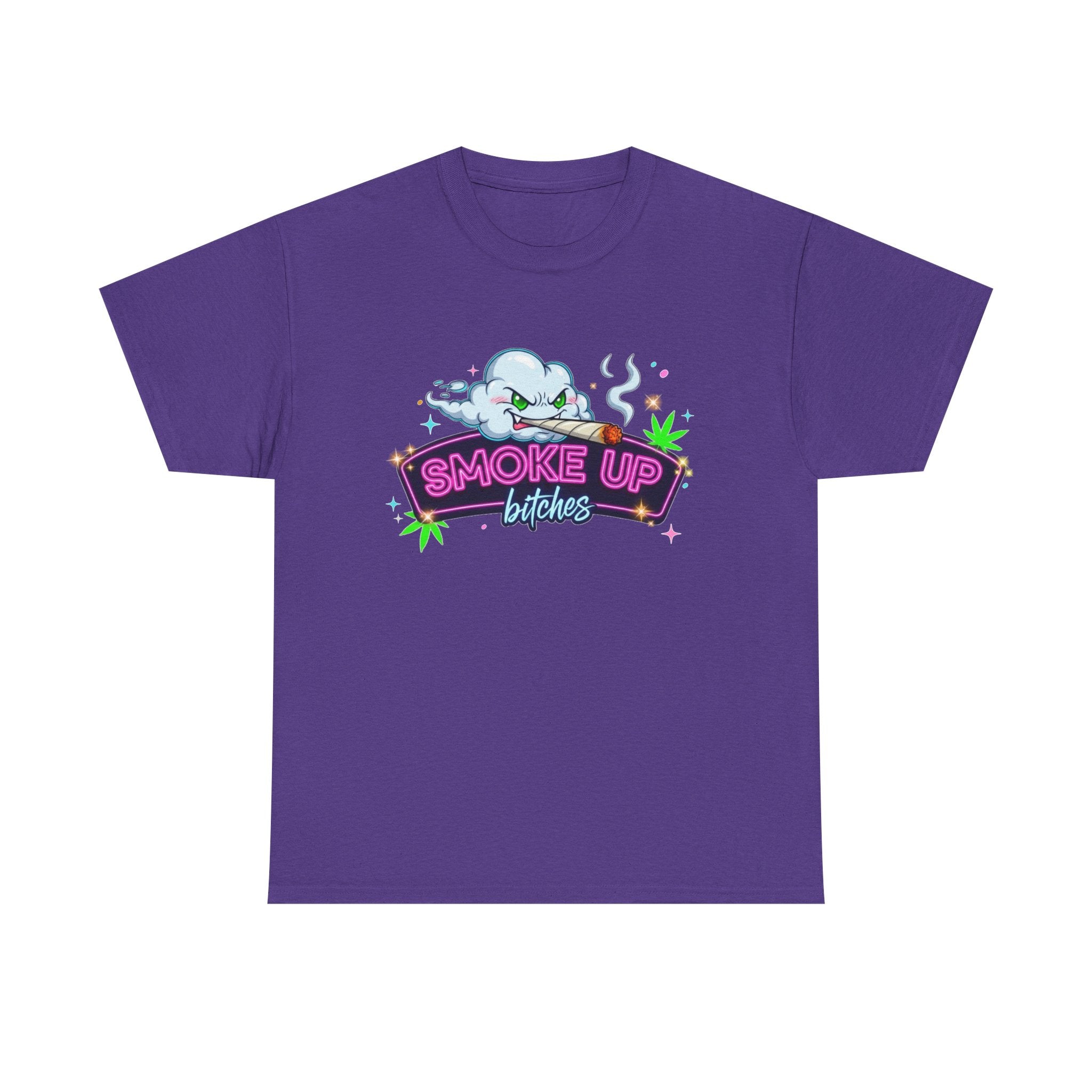 Smoke Up Bitches Retro Neon Cannabis Tee