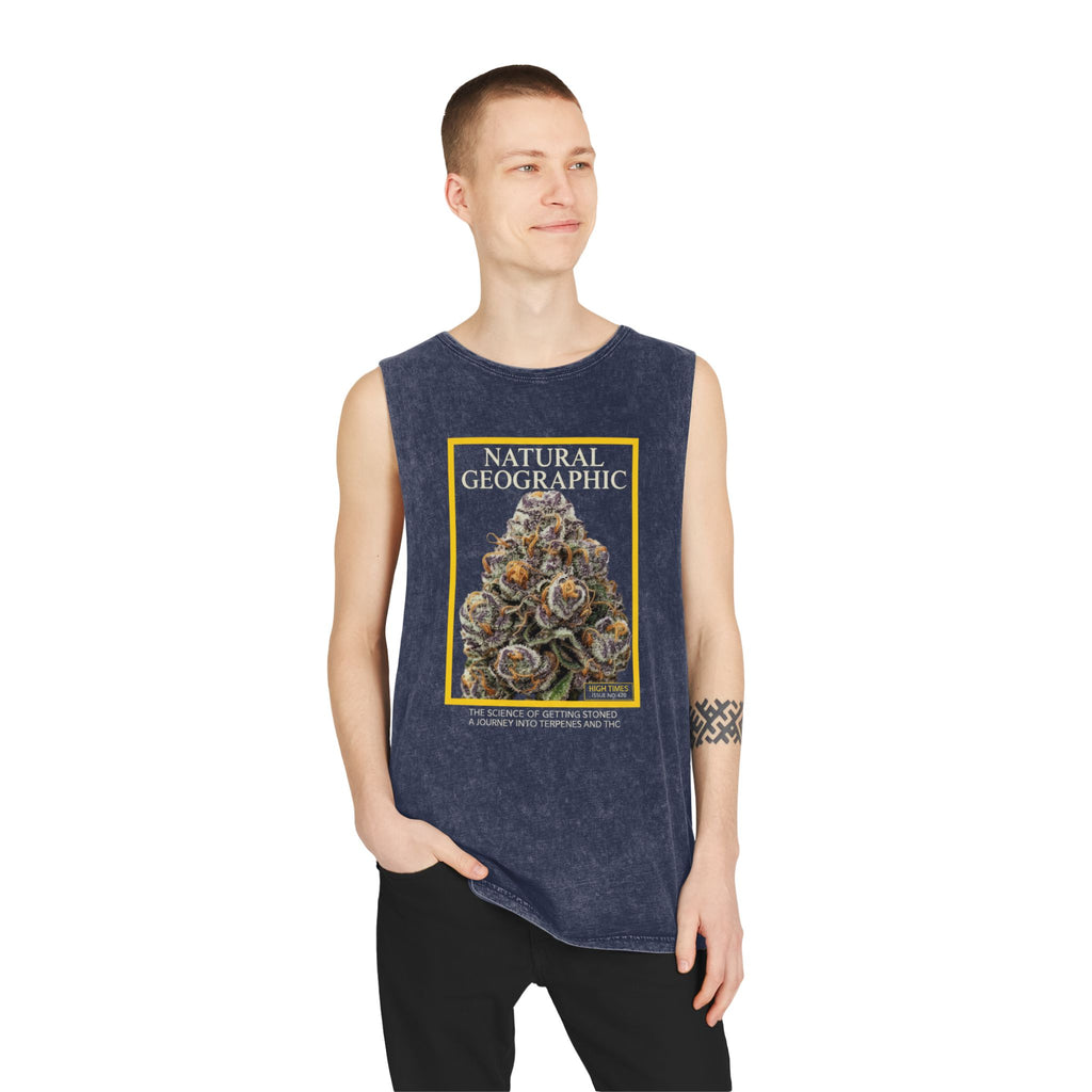 Natural Geographic Bud Tank Top — Stonewash Graphic Muscle Tee