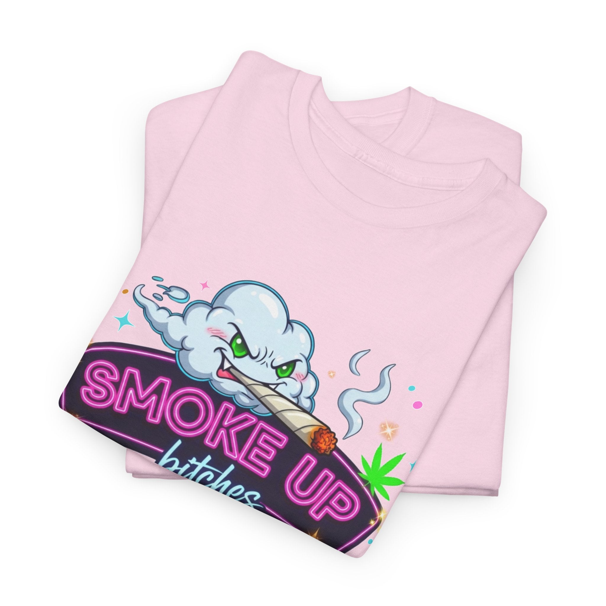 Smoke Up Bitches Retro Neon Cannabis Tee