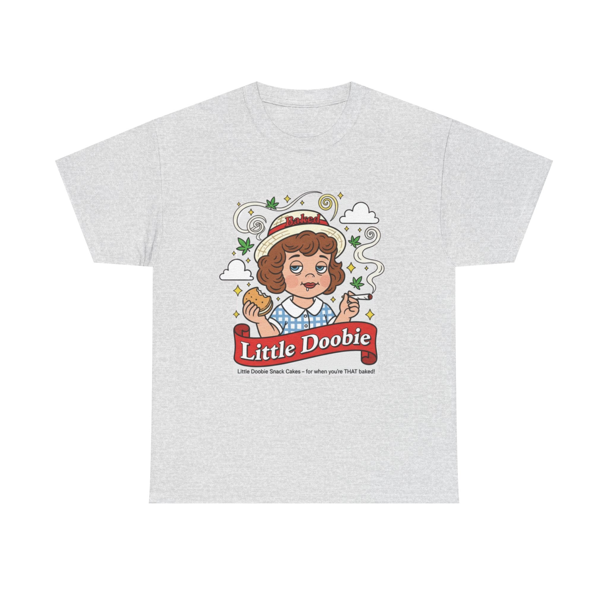 Little Doobie Cartoon Girl Tee | Vintage Snack Retro Logo T-Shirt, Stoner munchie humor