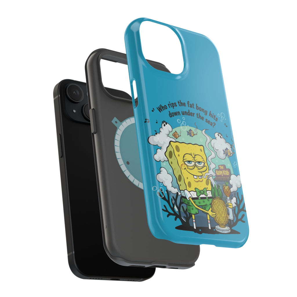 Cartoon Sponge Character with Surfboard & Beach Bong Art- Magnetic Impact-Resistant Phone Case for iPhone & Android