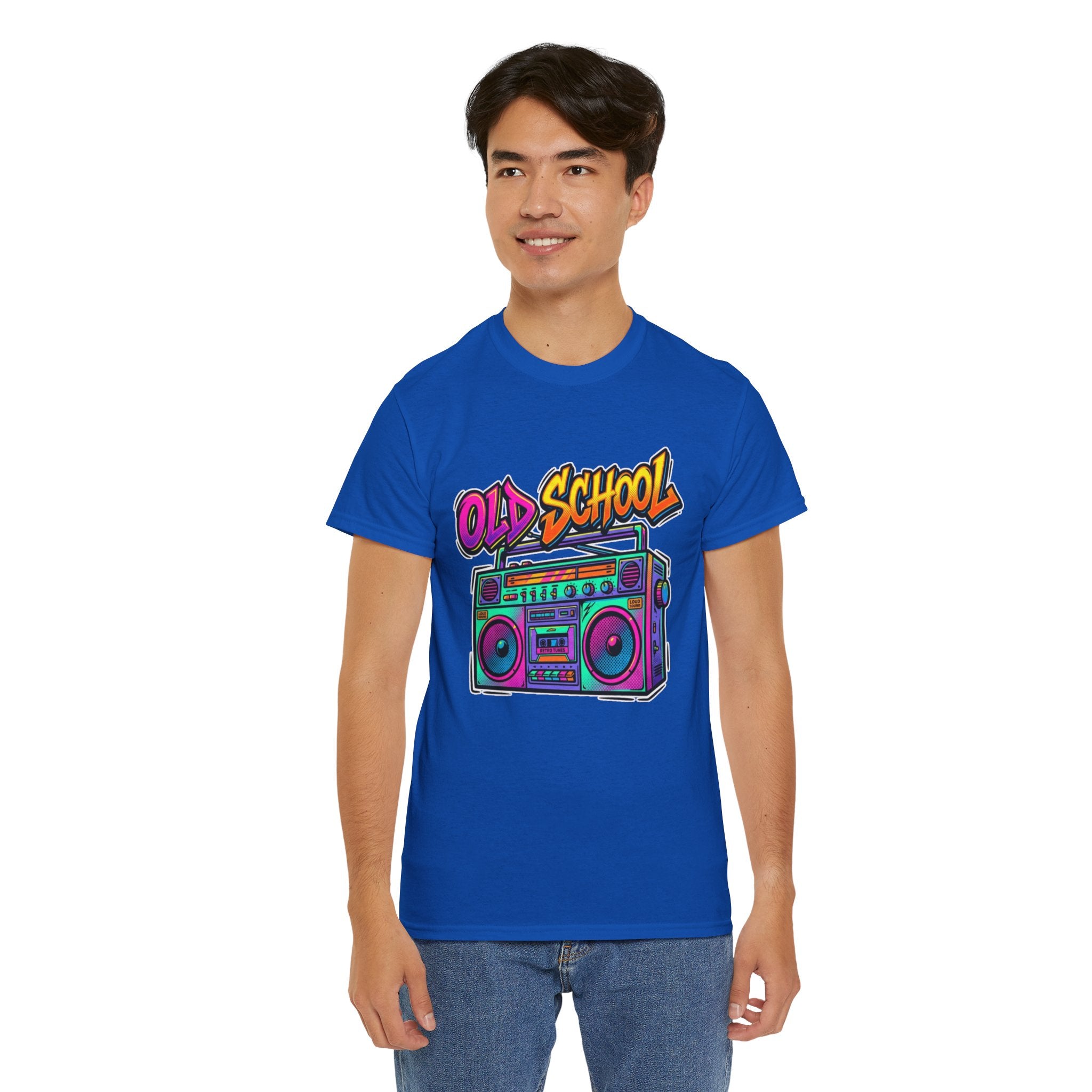 Old School Boombox Tee — Retro 80s Vintage Radio Graphic T-Shirt