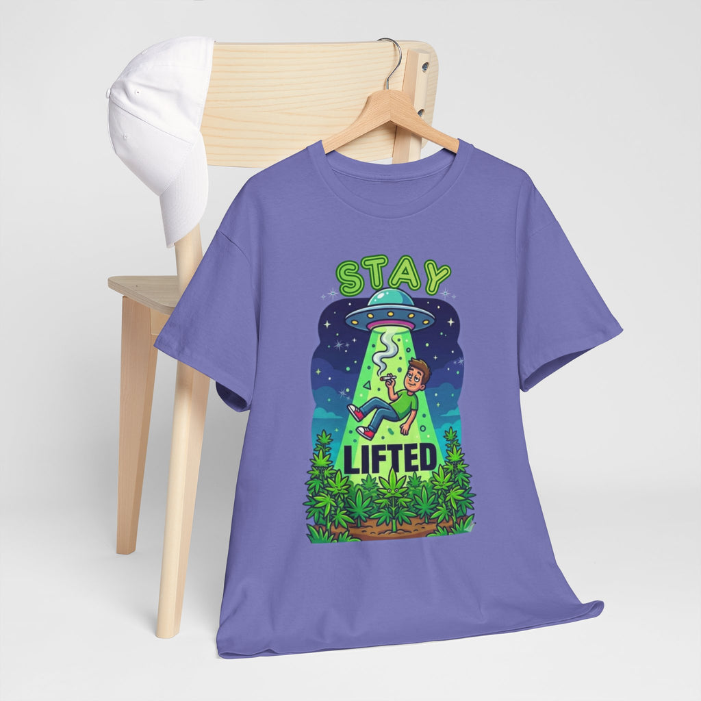 Stay Lifted Retro UFO Cannabis Tee — Alien Stoner Graphic Shirt
