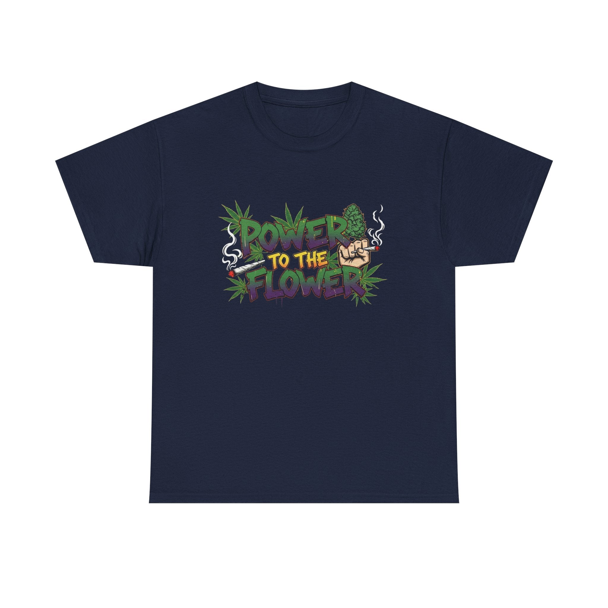 Power to the Flowers Tee | Stoner Conspiracy- Retro Graffiti 420 Leaf