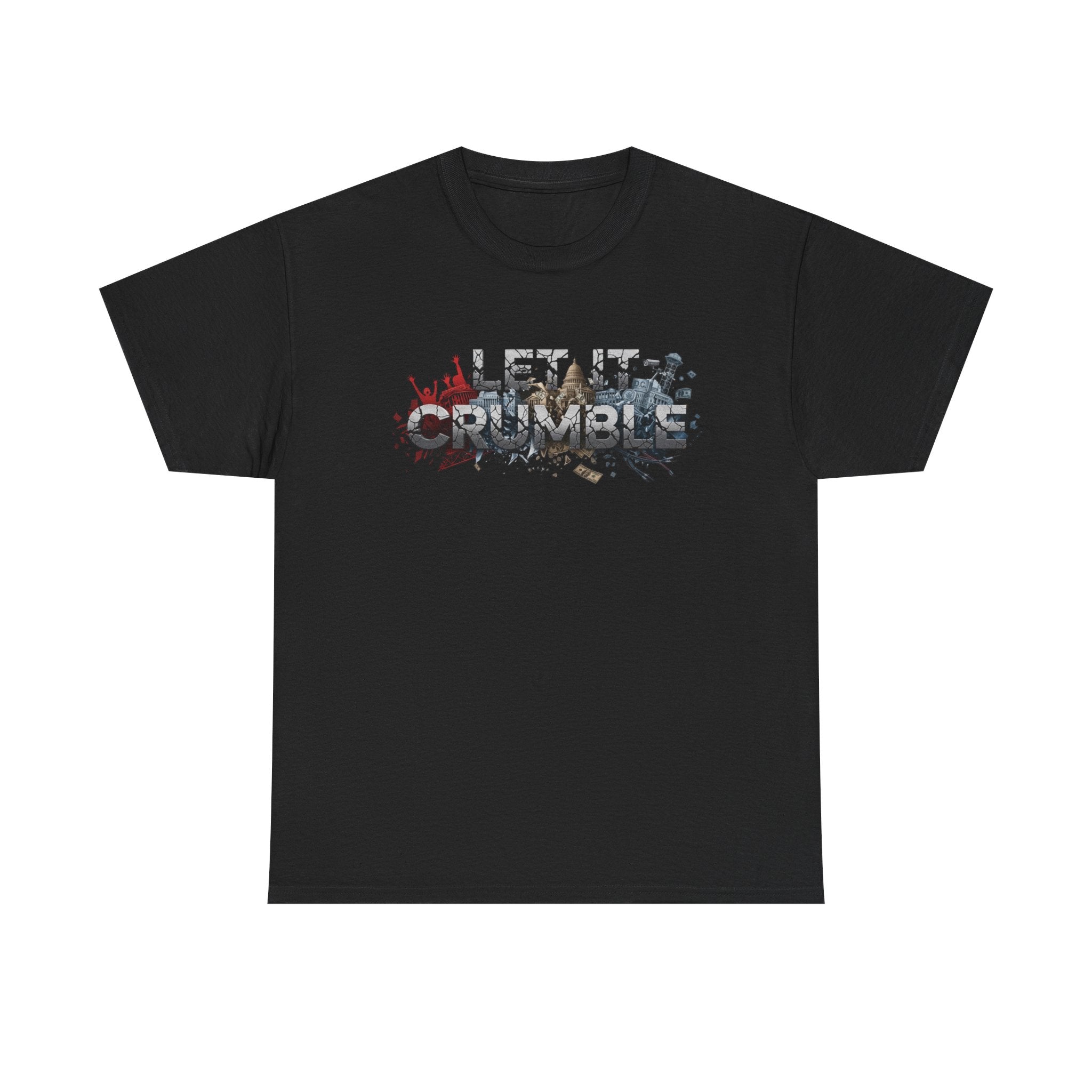 Crumble Text Grunge Broken Lettering Tee | Rust Orange Protest Conspiracy