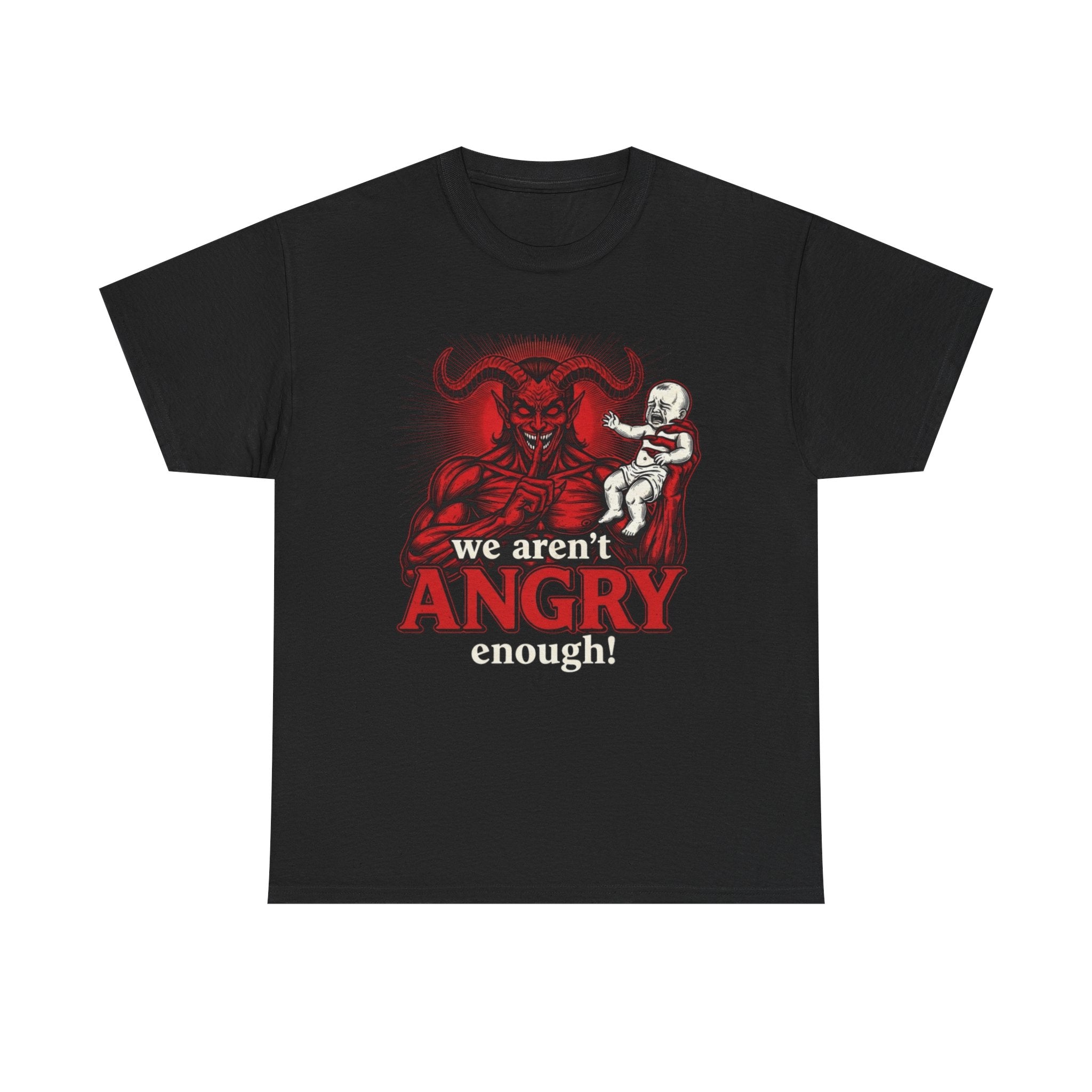 We Aren't Angry Enough Demon Illustration T-Shirt | Horror Graphic Tee, Epstein Files
