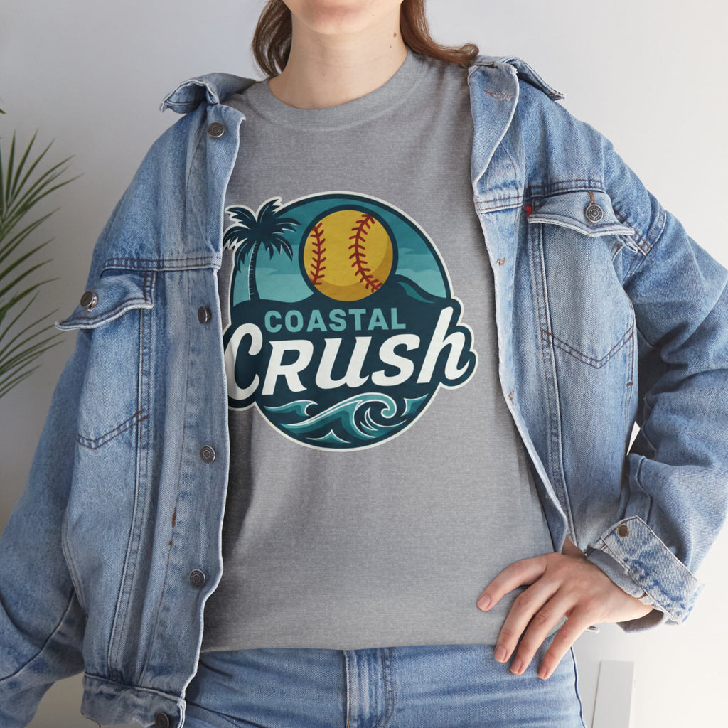 Adult- Coastal Crush softball logo Tee | beach palm wave back name number