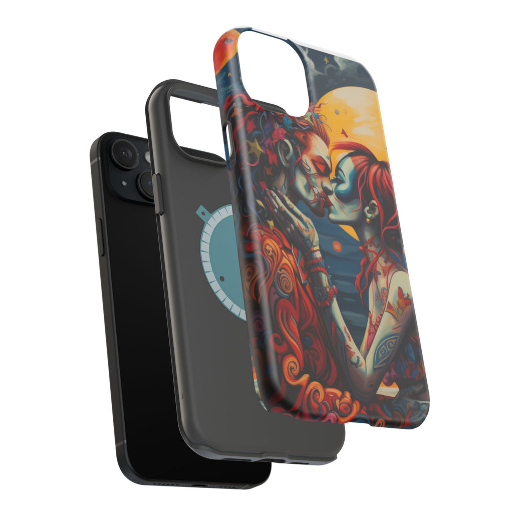 Day of the Dead Romantic Skull Couple Magnetic Impact-Resistant Phone Case for iPhone and Android