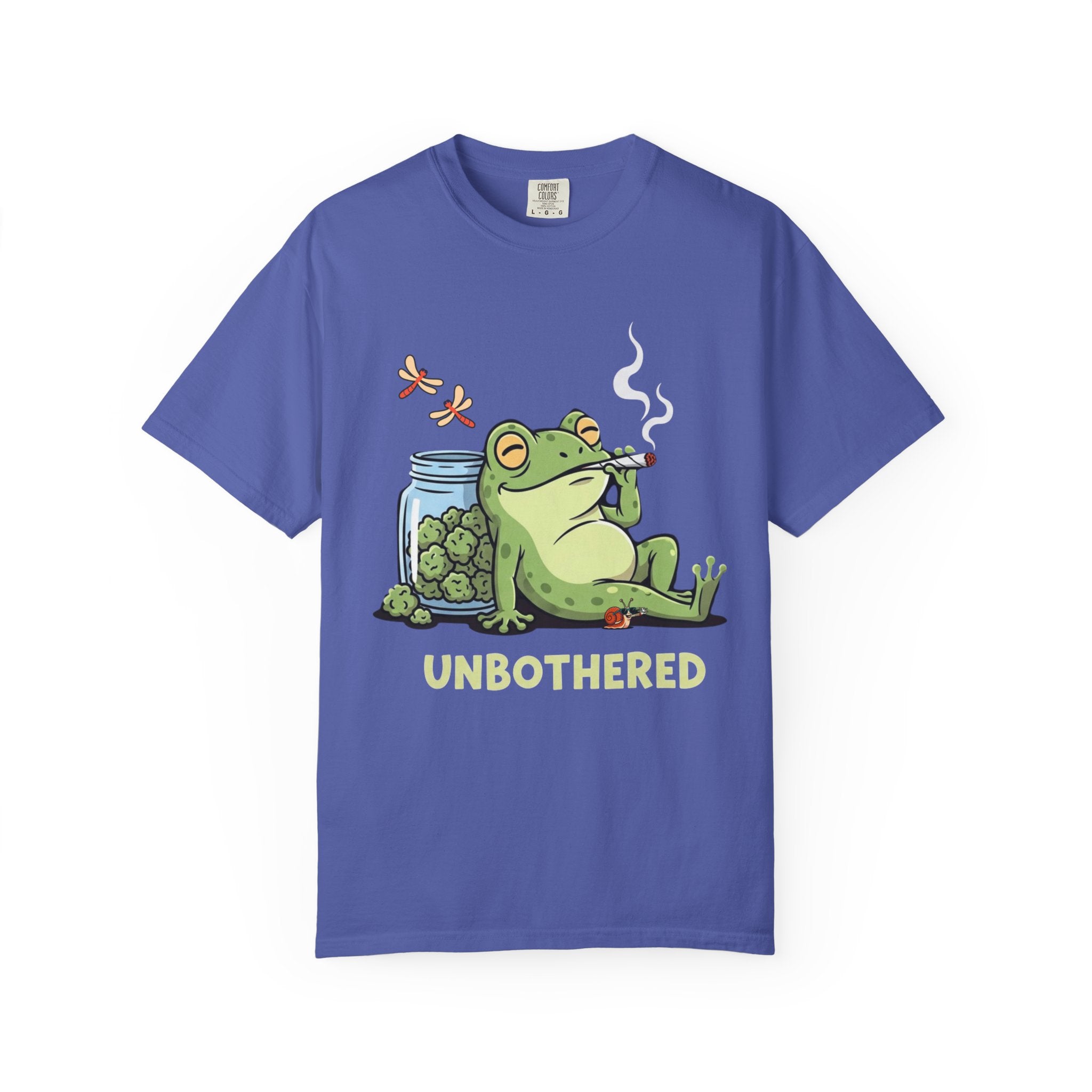 Unbothered Smoking Frog T-shirt | Relaxed Stoner Frog Graphic Tee