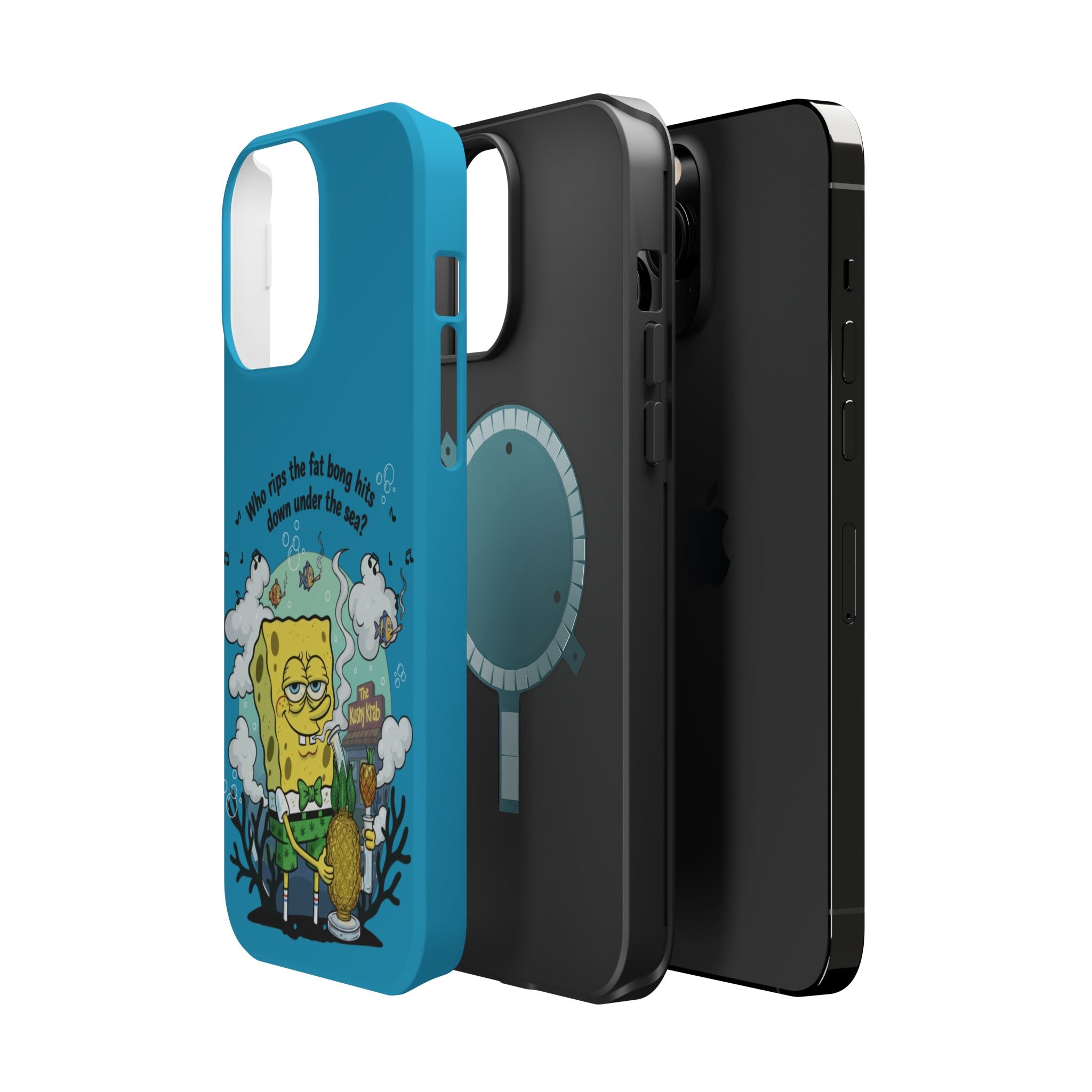 Cartoon Sponge Character with Surfboard & Beach Bong Art- Magnetic Impact-Resistant Phone Case for iPhone & Android