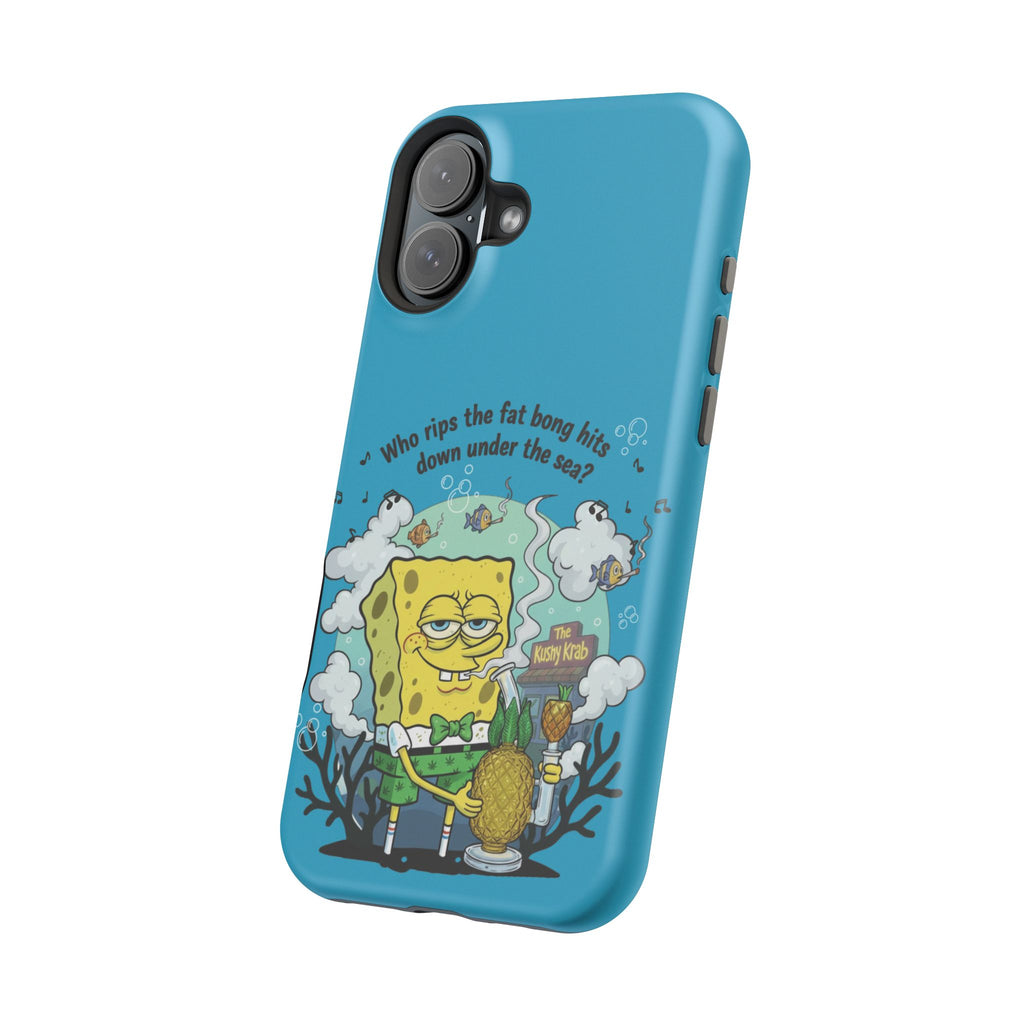 Cartoon Sponge Character with Surfboard & Beach Bong Art- Magnetic Impact-Resistant Phone Case for iPhone & Android