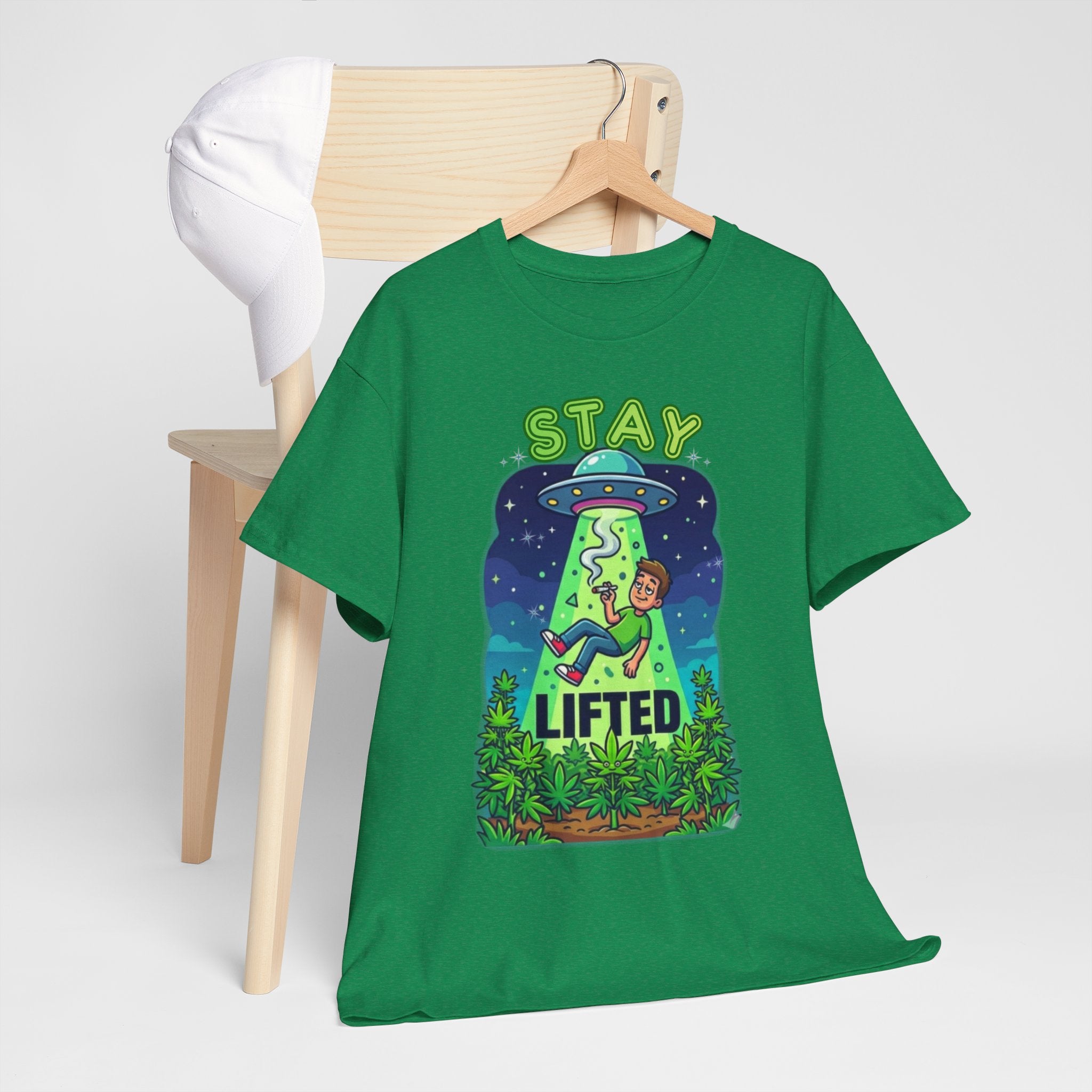Stay Lifted Retro UFO Cannabis Tee — Alien Stoner Graphic Shirt