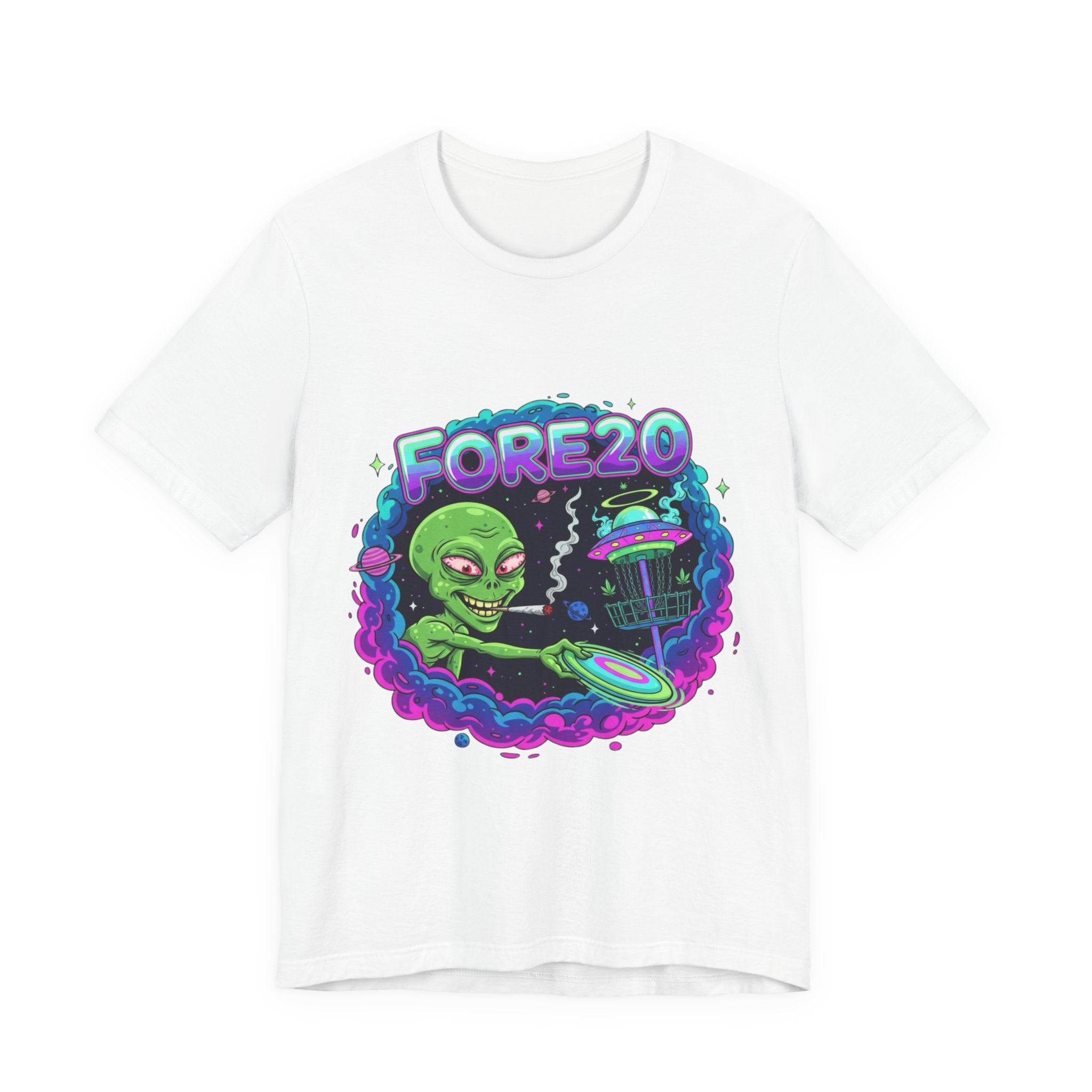 Stoner Alien Disc Golf Tee, UFO T-Shirt, Fun Casual Wear, Gift for Space Lovers, Sci-Fi Fan Apparel, Dunny 420 Frolph Shirt