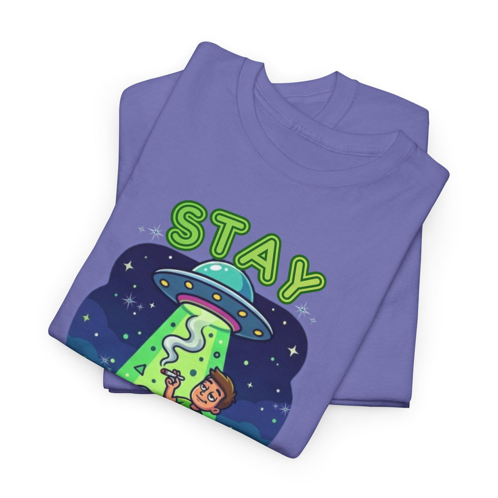 Stay Lifted Retro UFO Cannabis Tee — Alien Stoner Graphic Shirt