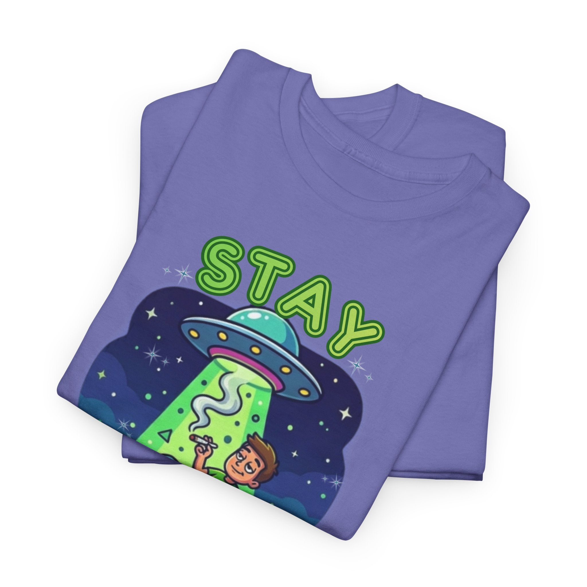 Stay Lifted Retro UFO Cannabis Tee — Alien Stoner Graphic Shirt