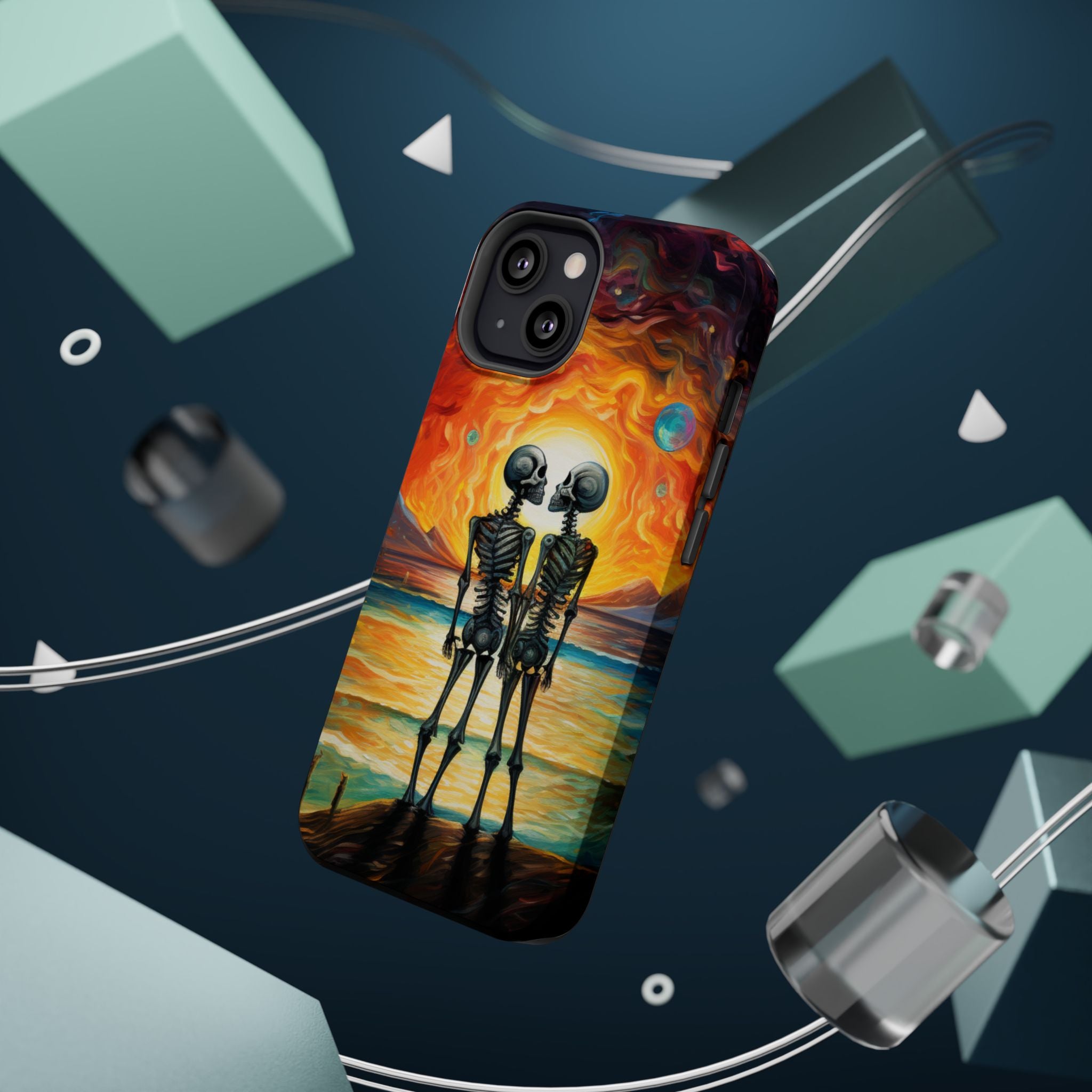 Skeleton Couple Sunset Phone Case | Magnetic Impact-Resistant Case