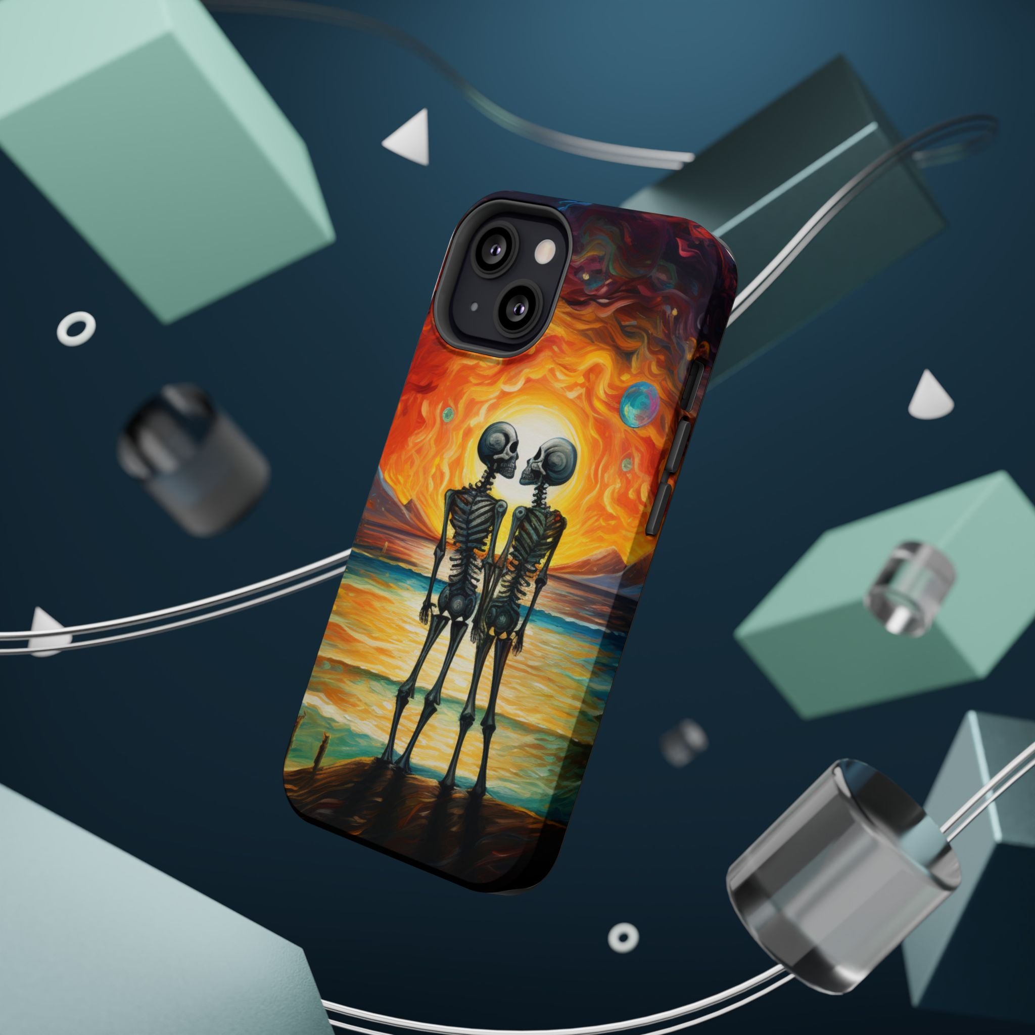 Skeleton Couple Sunset Phone Case | Magnetic Impact-Resistant Case