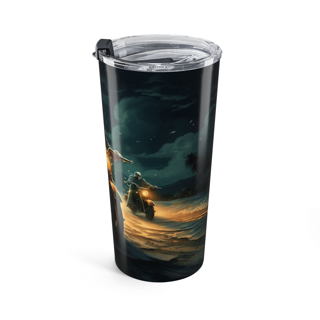 Motorcycle Skull Tumbler 20oz | Dark Night Rider Drinkware | Gift for Biker Lovers, Halloween, Road Trip Accessories, Unique Travel Cup