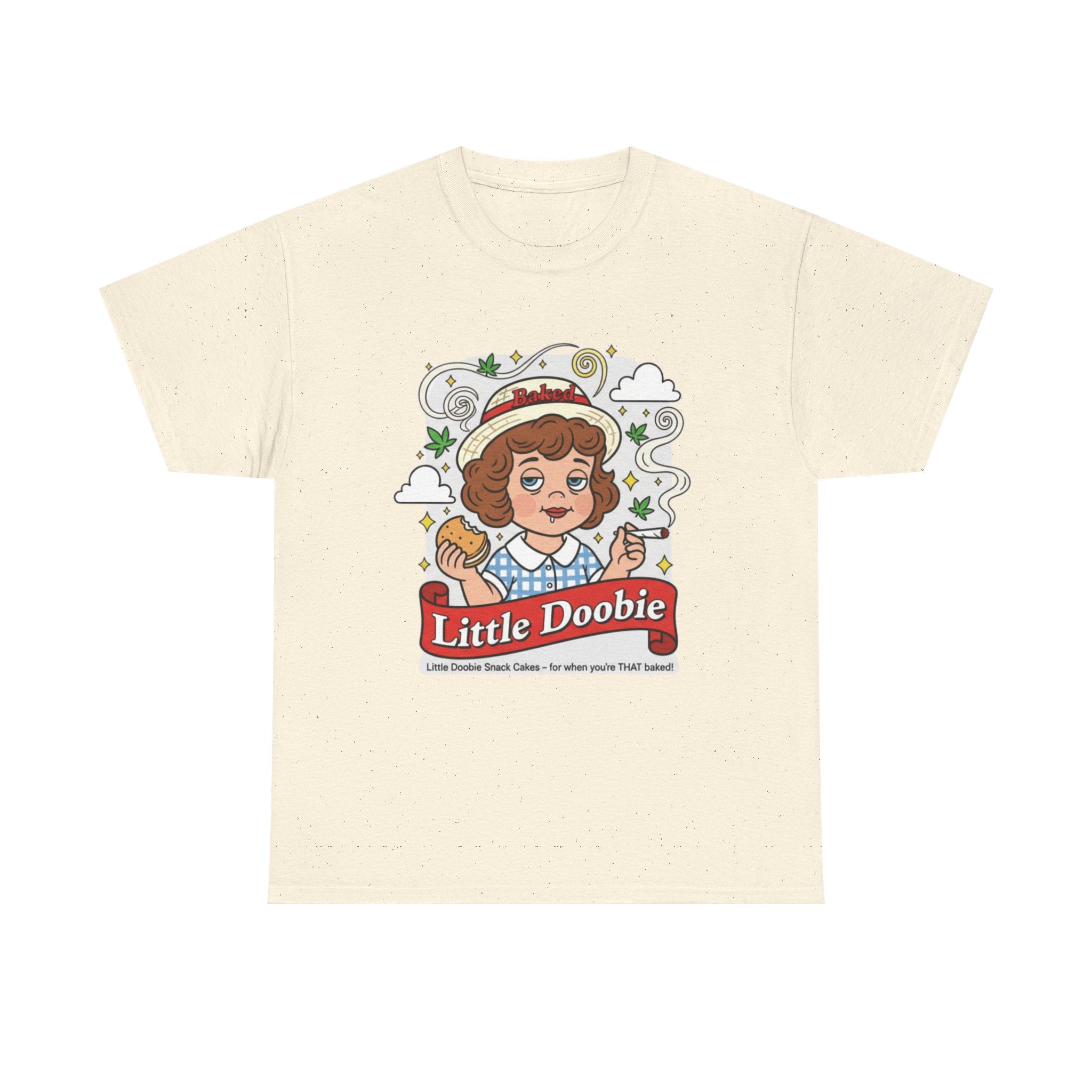 Little Doobie Cartoon Girl Tee | Vintage Snack Retro Logo T-Shirt, Stoner munchie humor