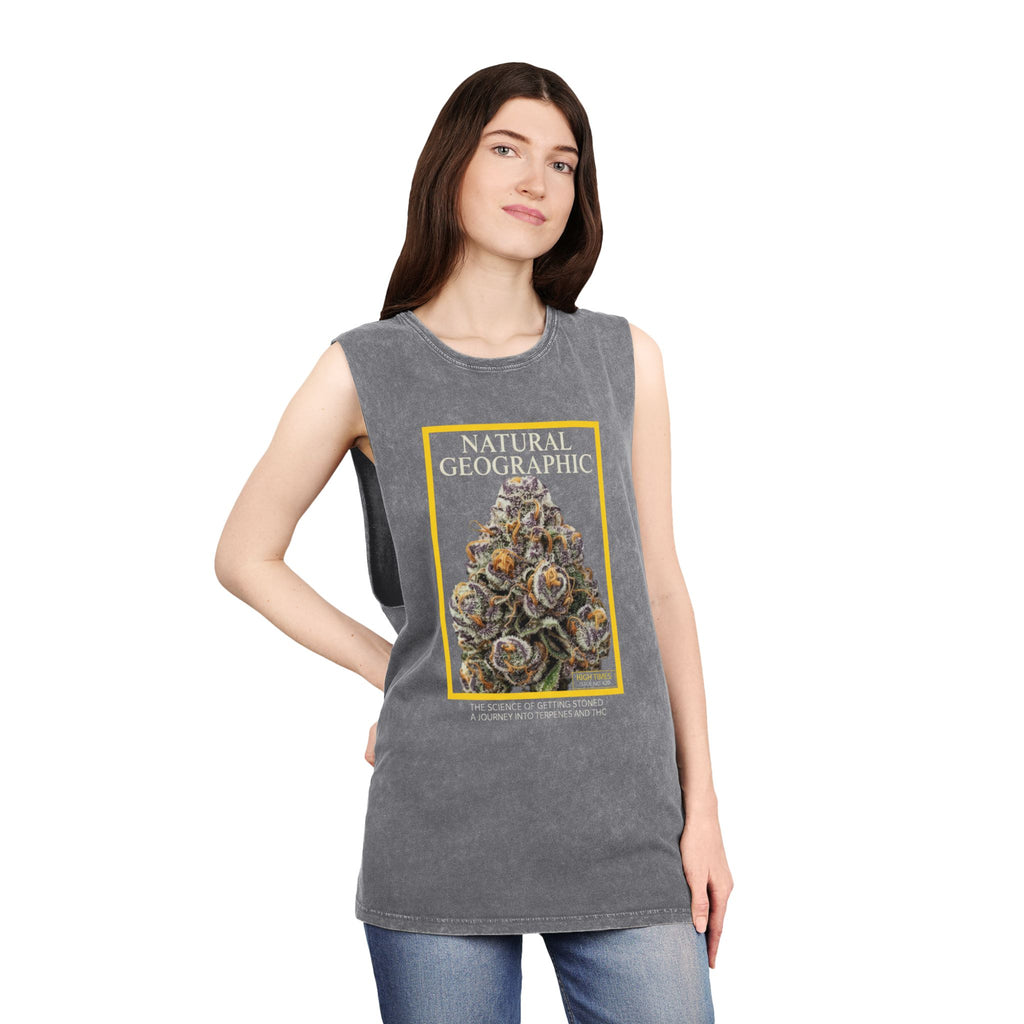 Natural Geographic Bud Tank Top — Stonewash Graphic Muscle Tee