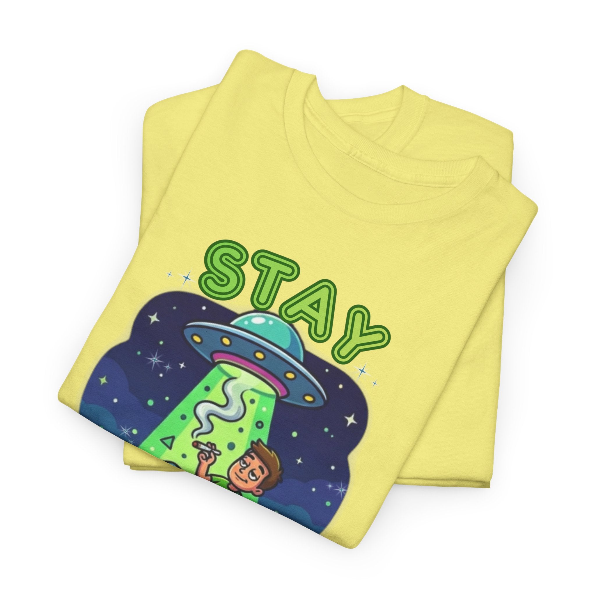 Stay Lifted Retro UFO Cannabis Tee — Alien Stoner Graphic Shirt