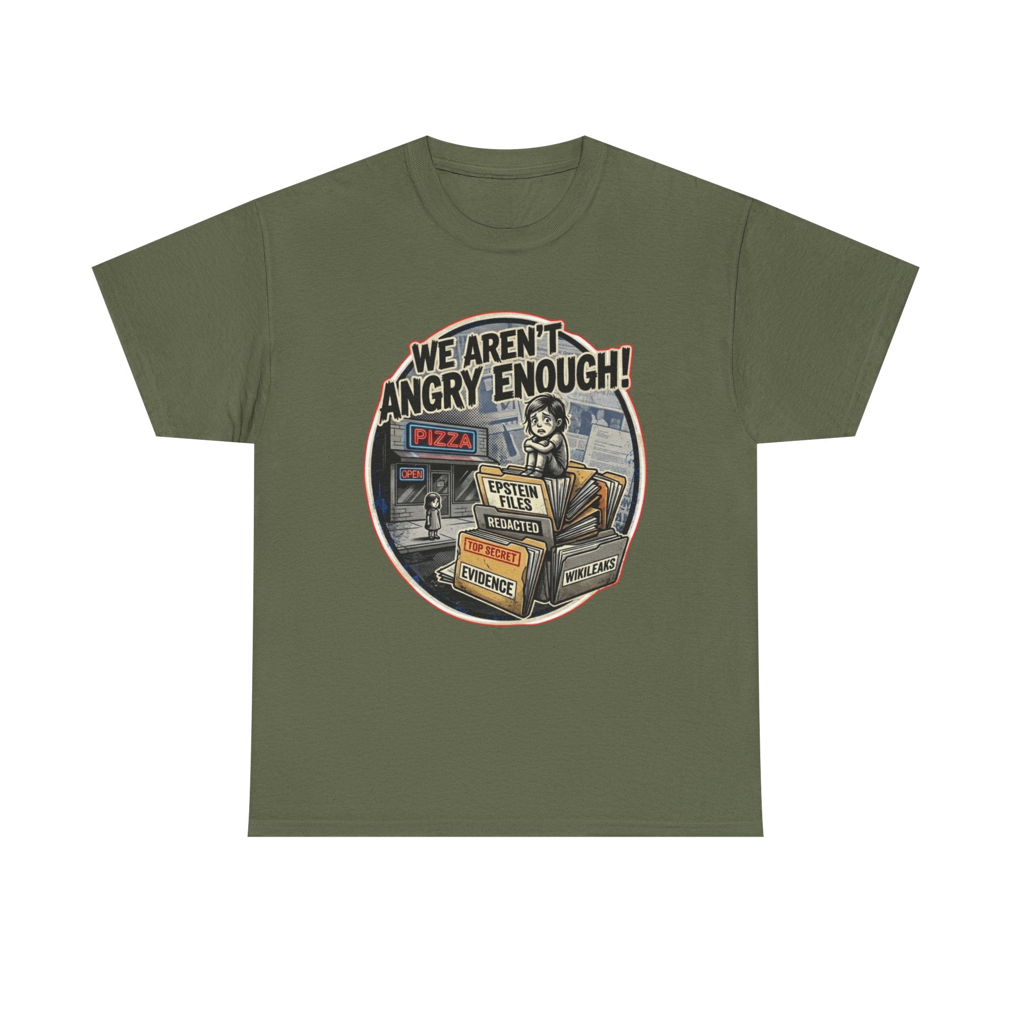 Protest Pizza Box Conspiracy Save the Children T-Shirt | Vintage Riot Art