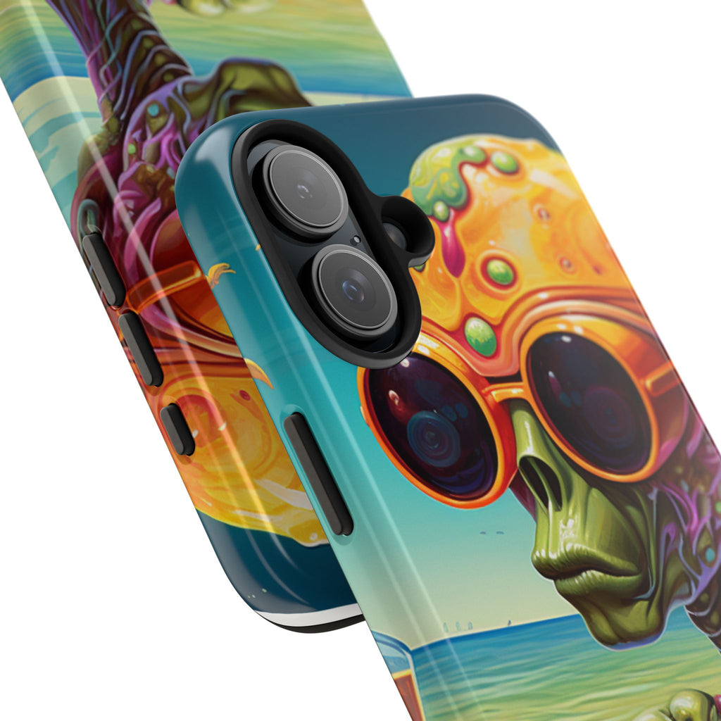 Alien Beach Vibes Phone Case, Tough Phone Case, Cool Phone Accessories, Gift for Alien Lovers, Summer Theme Case, Unique Phone Cover