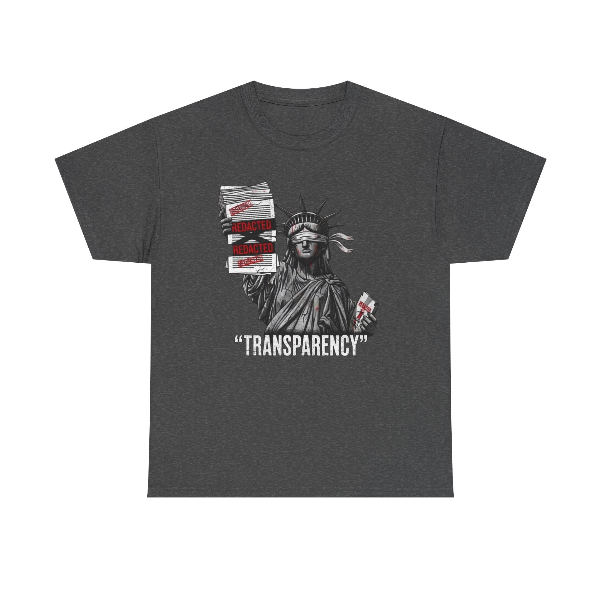 Statue of Liberty 'TRANSPARENCY' T-Shirt | Distressed, Redacted Political Graphic Tee