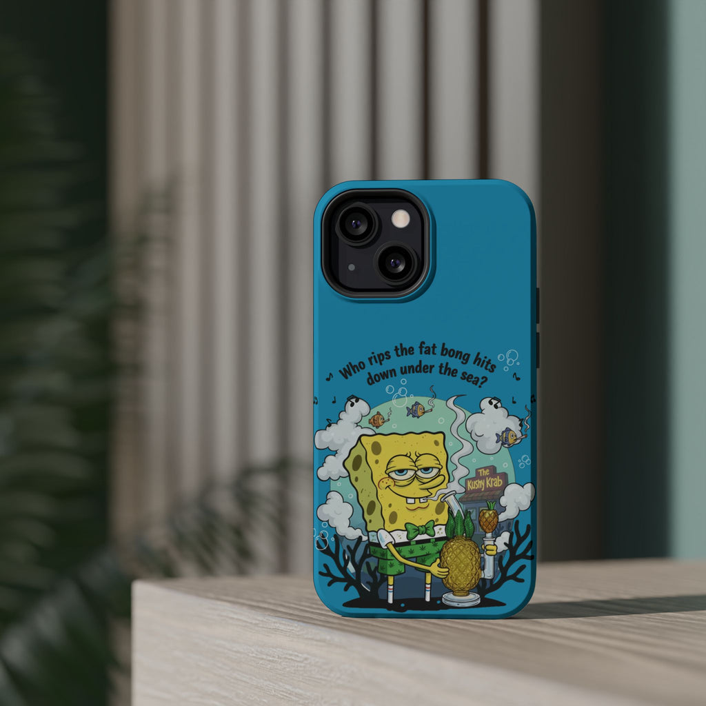 Cartoon Sponge Character with Surfboard & Beach Bong Art- Magnetic Impact-Resistant Phone Case for iPhone & Android