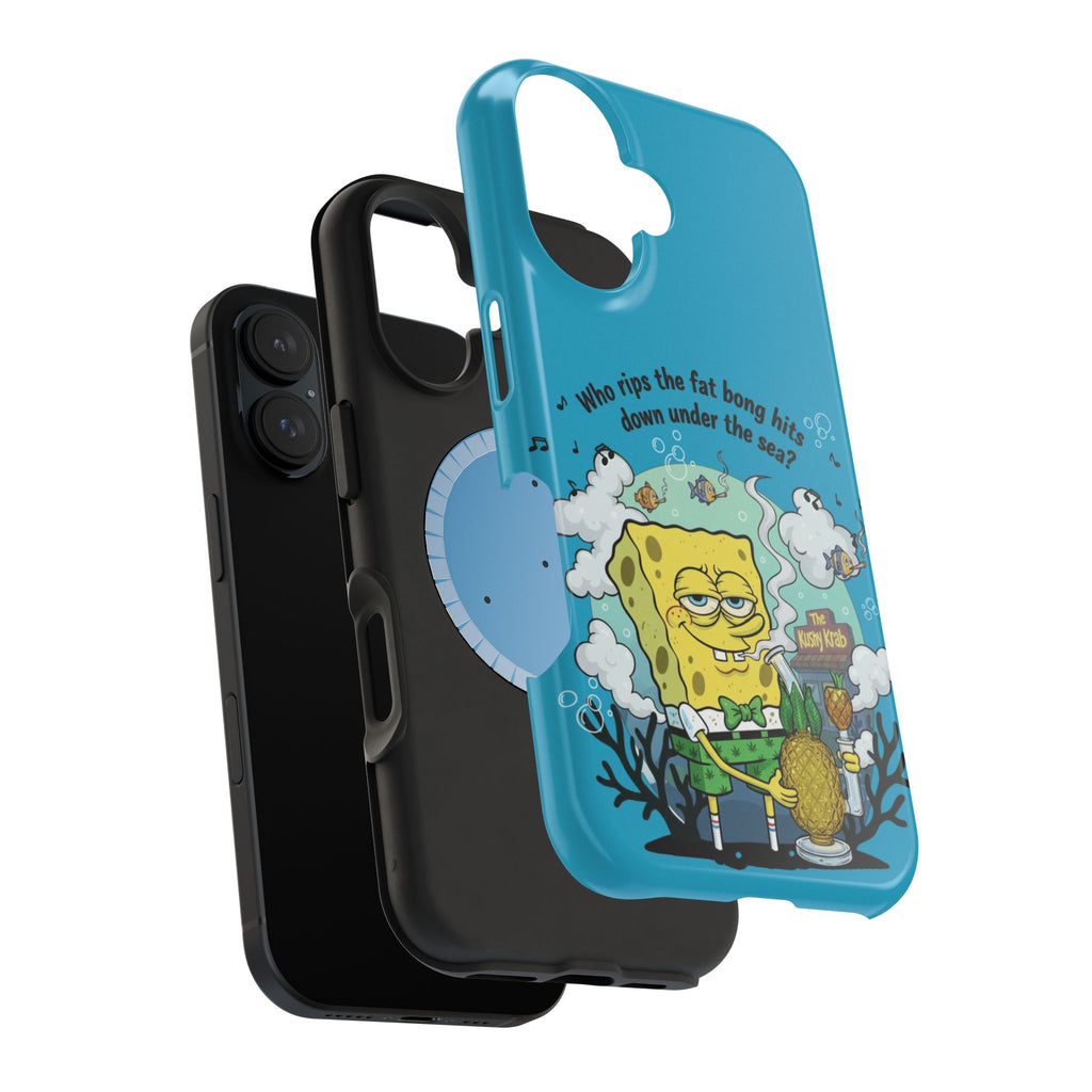 Cartoon Sponge Character with Surfboard & Beach Bong Art- Magnetic Impact-Resistant Phone Case for iPhone & Android