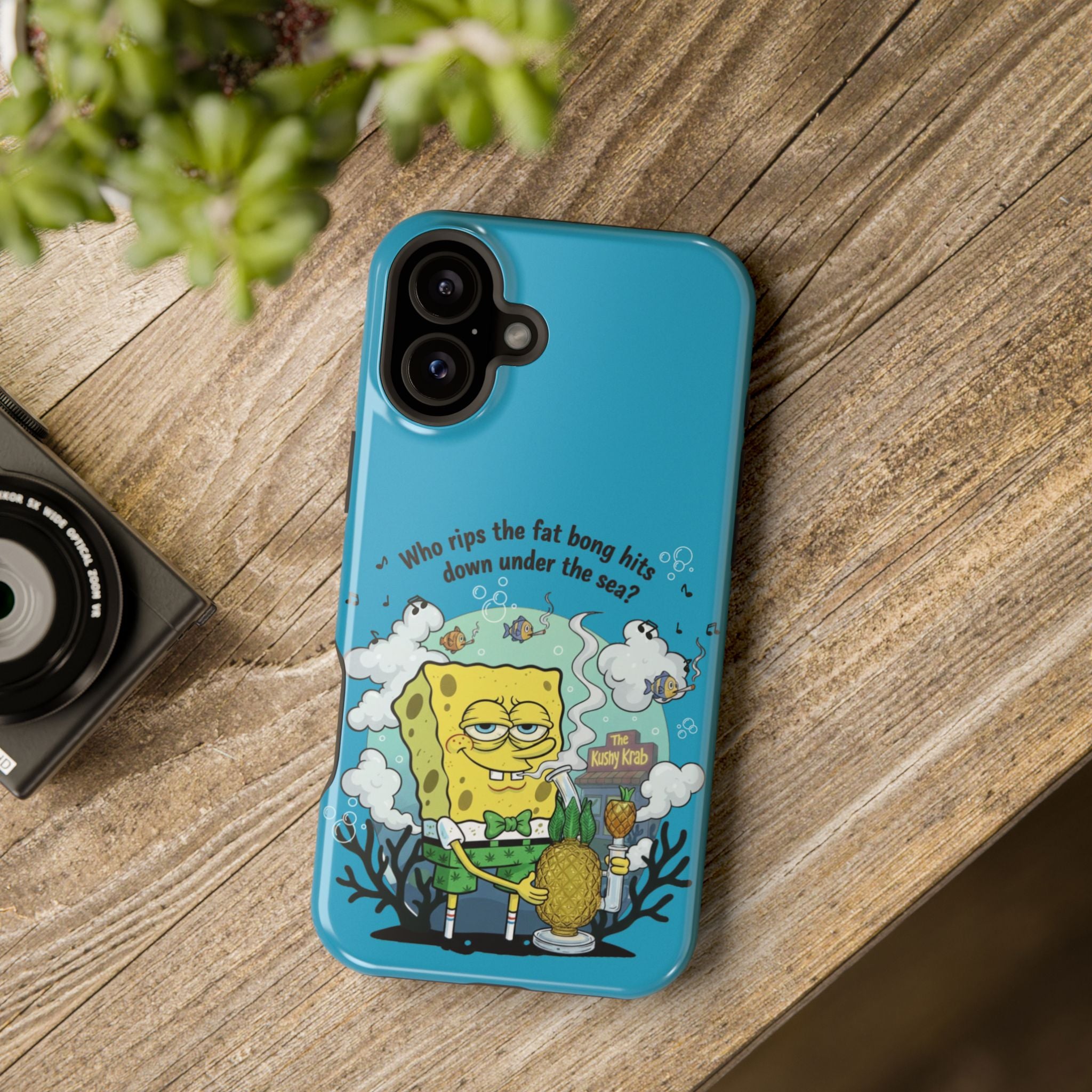 Cartoon Sponge Character with Surfboard & Beach Bong Art- Magnetic Impact-Resistant Phone Case for iPhone & Android