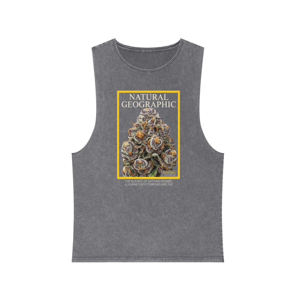 Natural Geographic Bud Tank Top — Stonewash Graphic Muscle Tee
