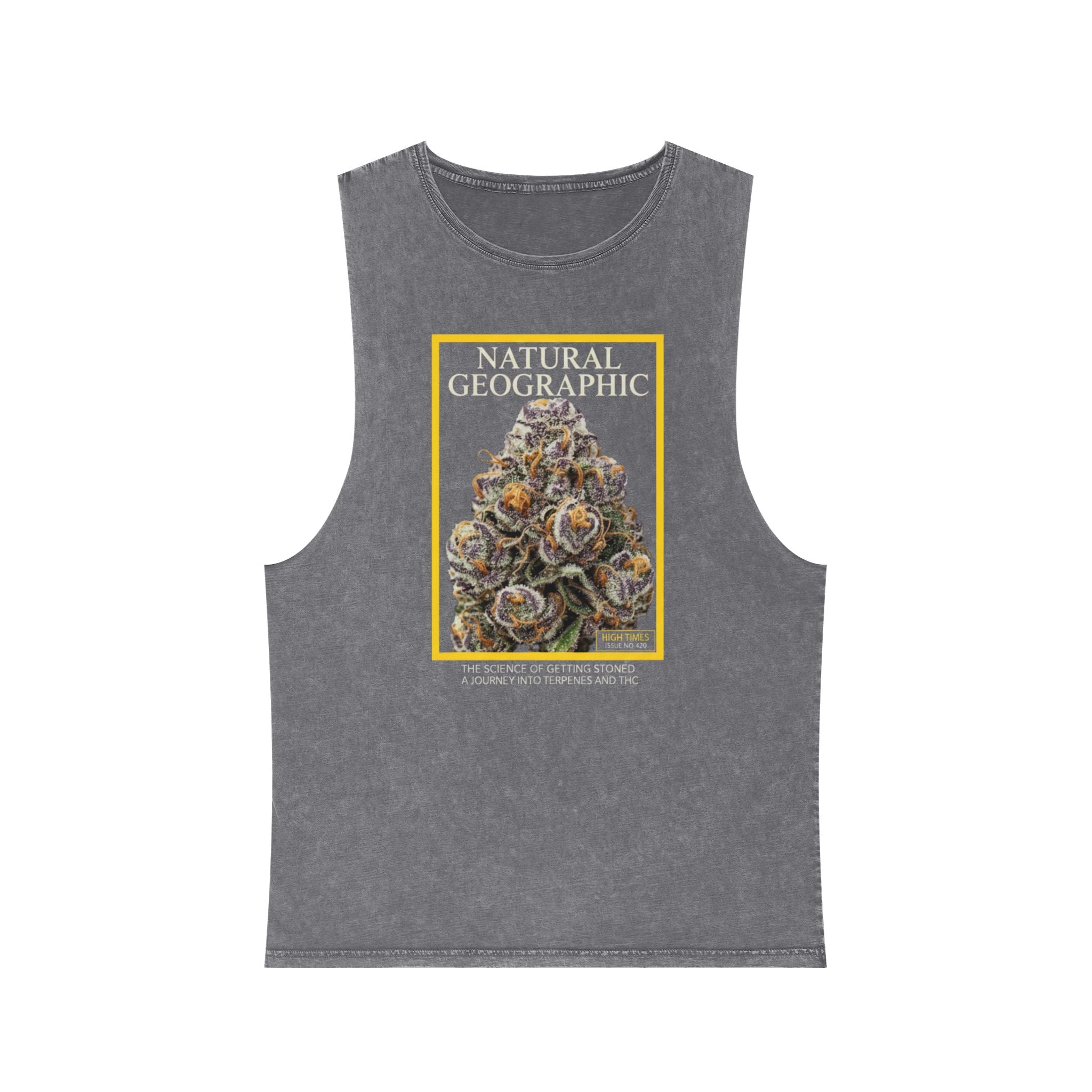 Natural Geographic Bud Tank Top — Stonewash Graphic Muscle Tee
