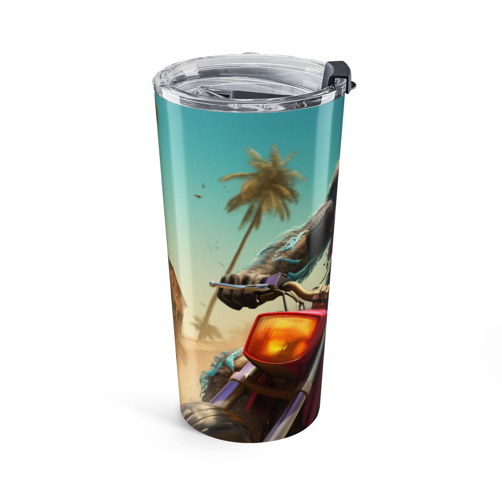 Vibrant Motorcycle Adventure 20oz Tumbler, Travel Mug, Road Trip Coffee Cup, Gift for Bikers, Outdoor Enthusiasts, Beach Lover