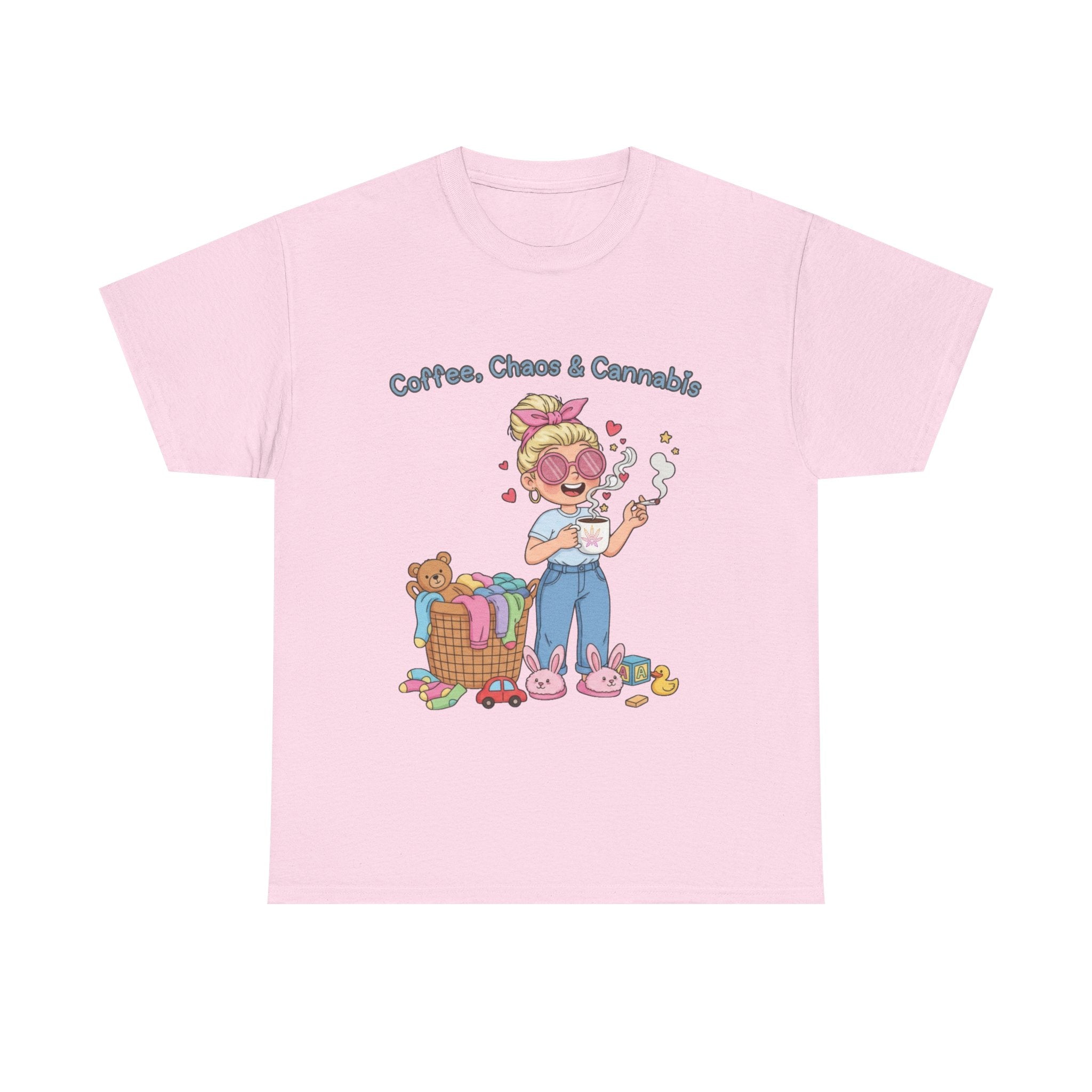 Coffee, Chaos & Herb Unisex Tee | Funny Stoner Mom Shirt