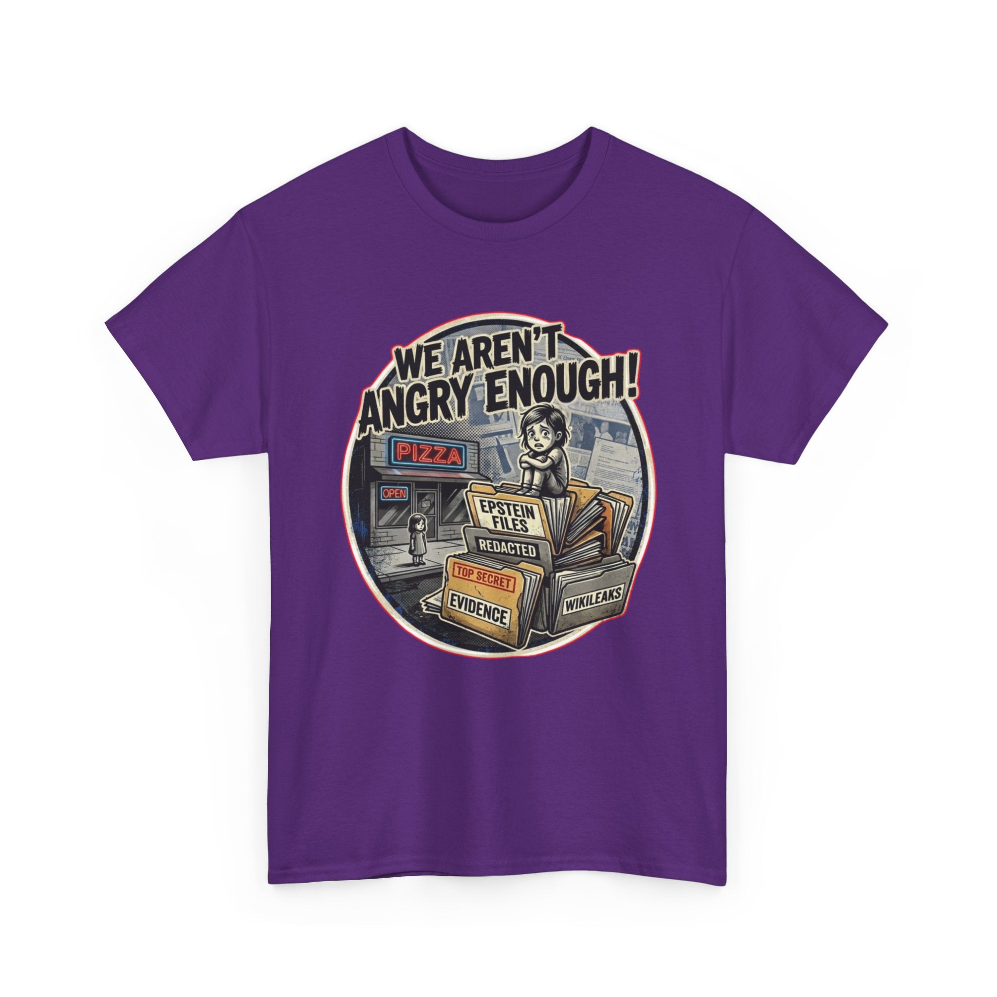 Protest Pizza Box Conspiracy Save the Children T-Shirt | Vintage Riot Art
