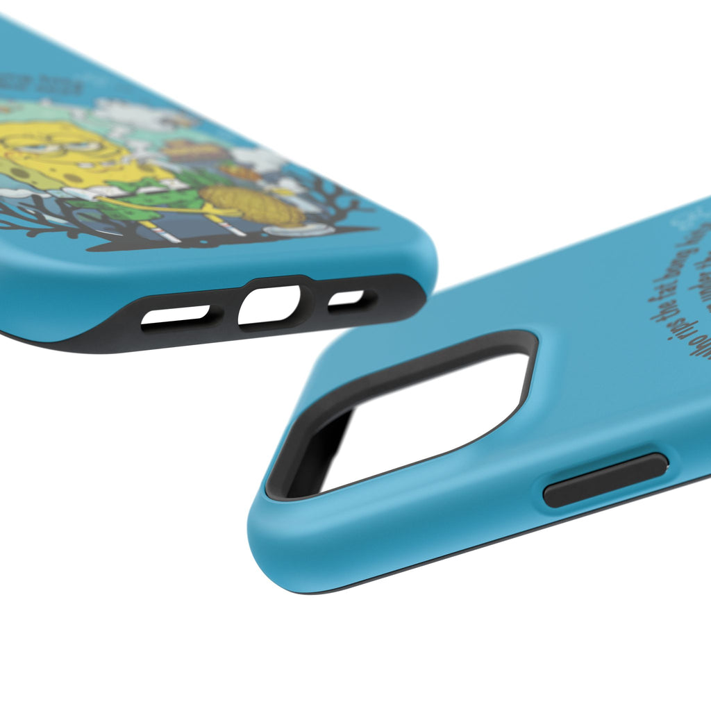 Cartoon Sponge Character with Surfboard & Beach Bong Art- Magnetic Impact-Resistant Phone Case for iPhone & Android