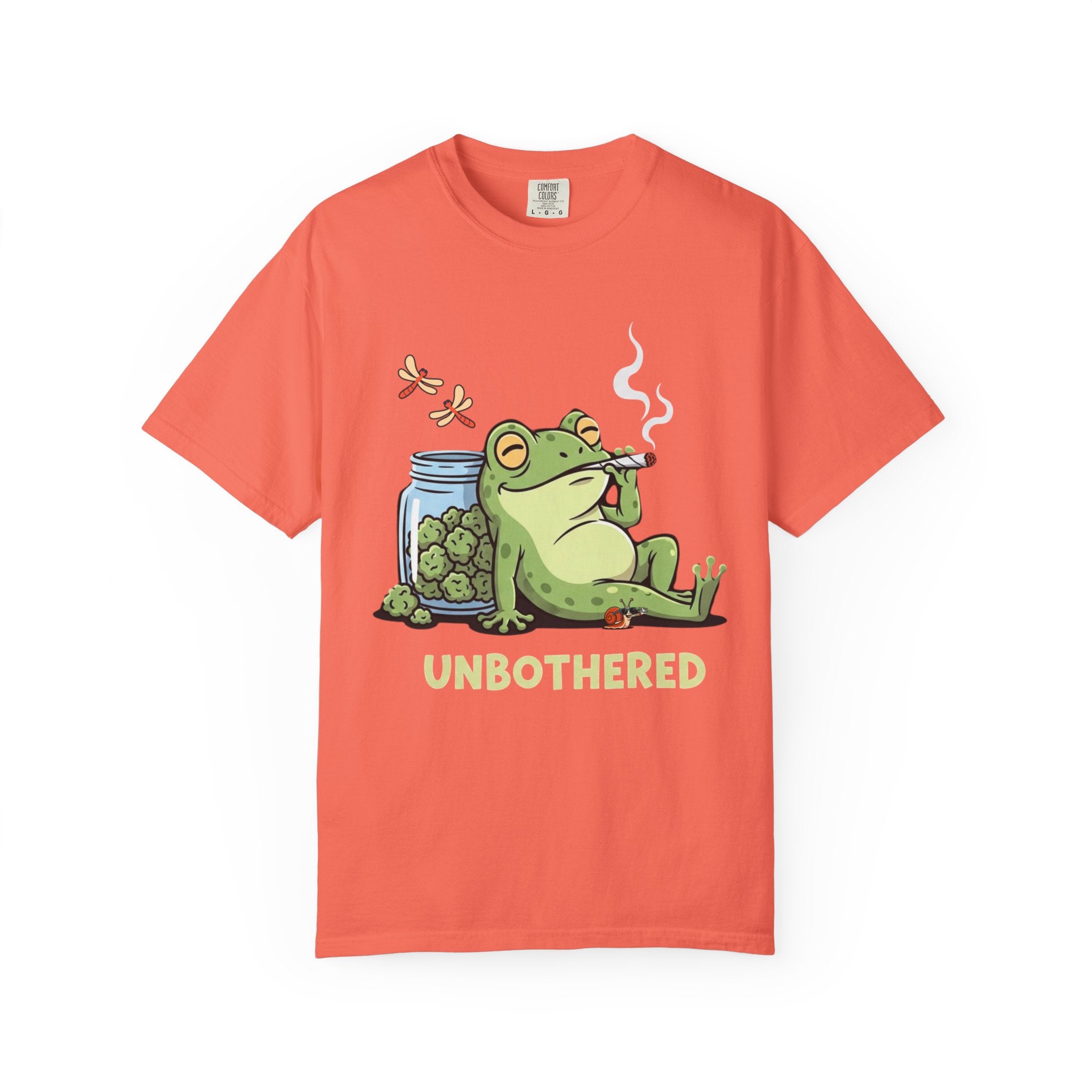 Unbothered Smoking Frog T-shirt | Relaxed Stoner Frog Graphic Tee