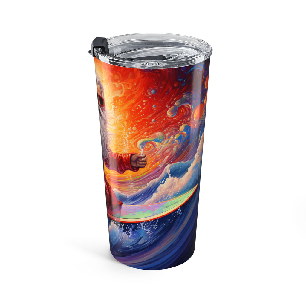 Surfing Santa 20oz Tumbler | Holiday Drinkware, Christmas Gift, Beach Vibes, Personalized Mug, Cool Santa Merch