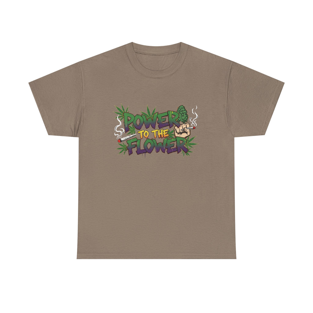 Power to the Flowers Tee | Stoner Conspiracy- Retro Graffiti 420 Leaf