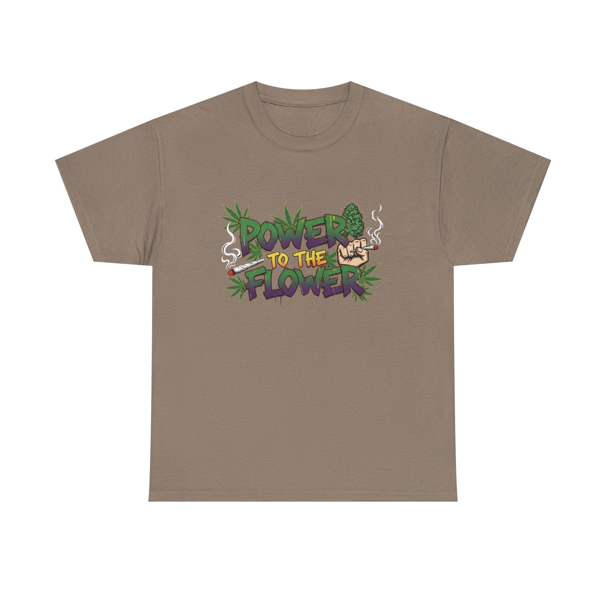 Power to the Flowers Tee | Stoner Conspiracy- Retro Graffiti 420 Leaf